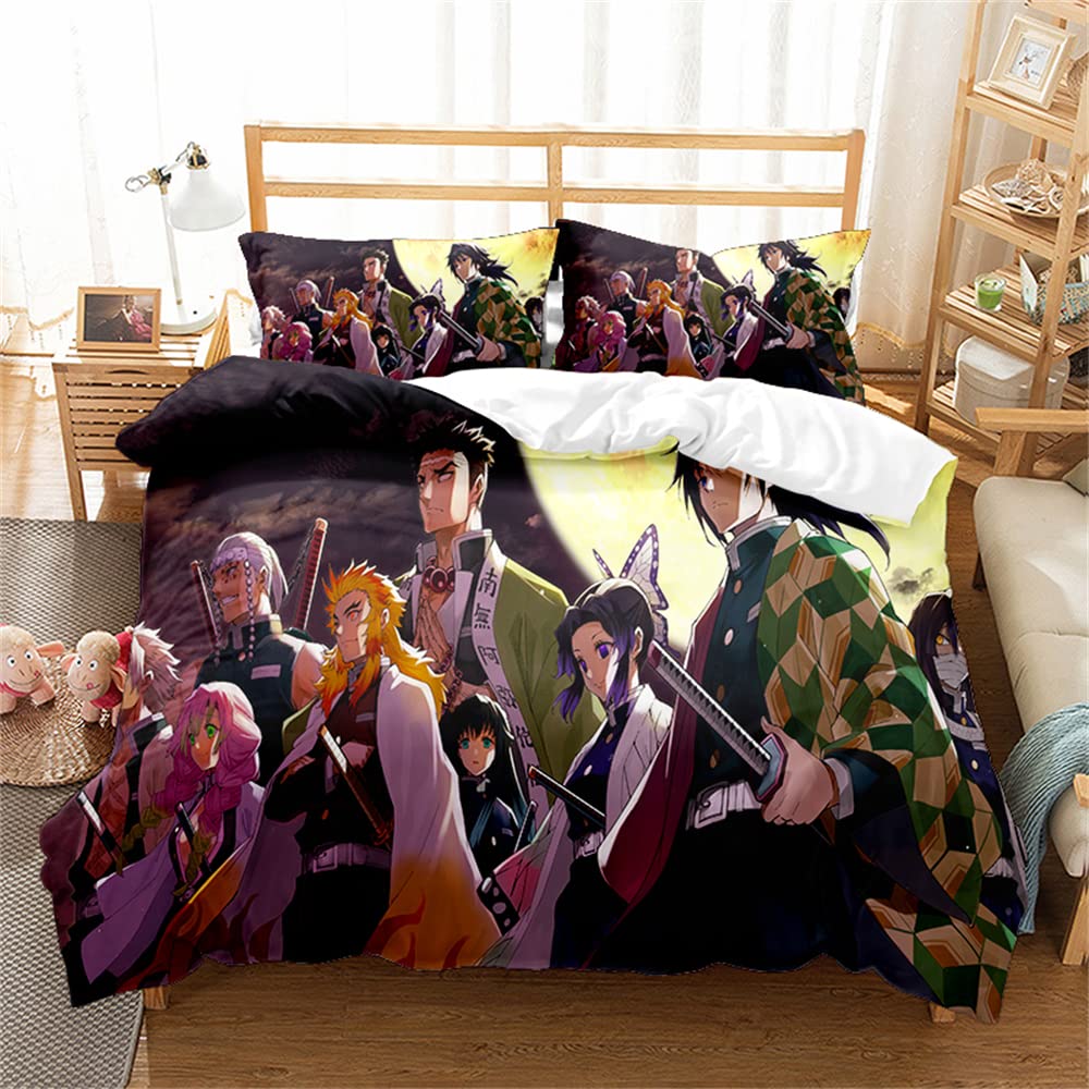 Ste-X Duvet Cover King Size Hotel Quality Bedding Set Demon Slayer Duvet Sets Soft Breathable 100% Poly Cotton Quilt Cover with Pillowcases (200x200cm(Double),DS 05)