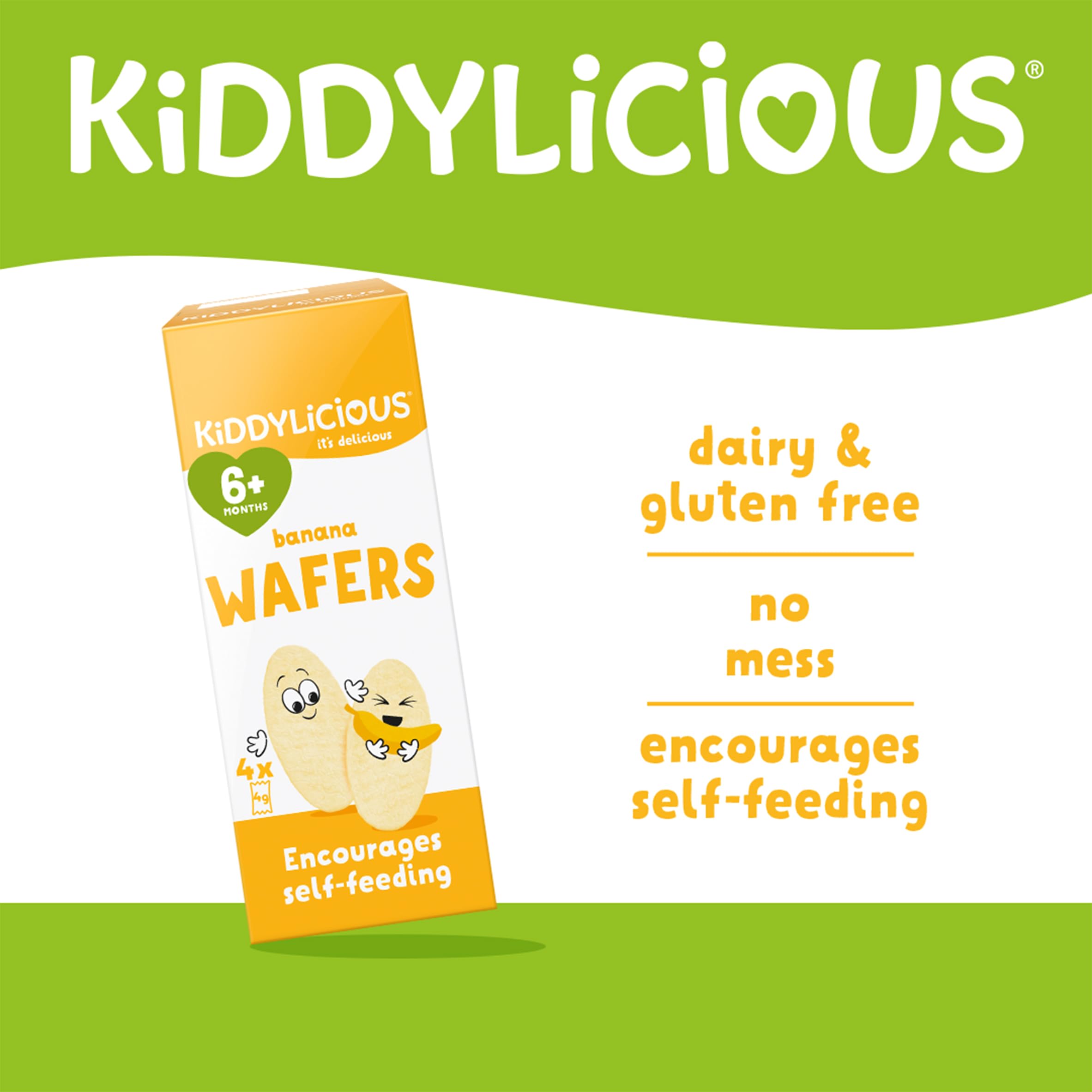 Kiddylicious Banana Mini Wafers - Gluten and Dairy Free Kids Snack - Suitable for 6+ Months - 6 x 4 Twin Packs — view 6