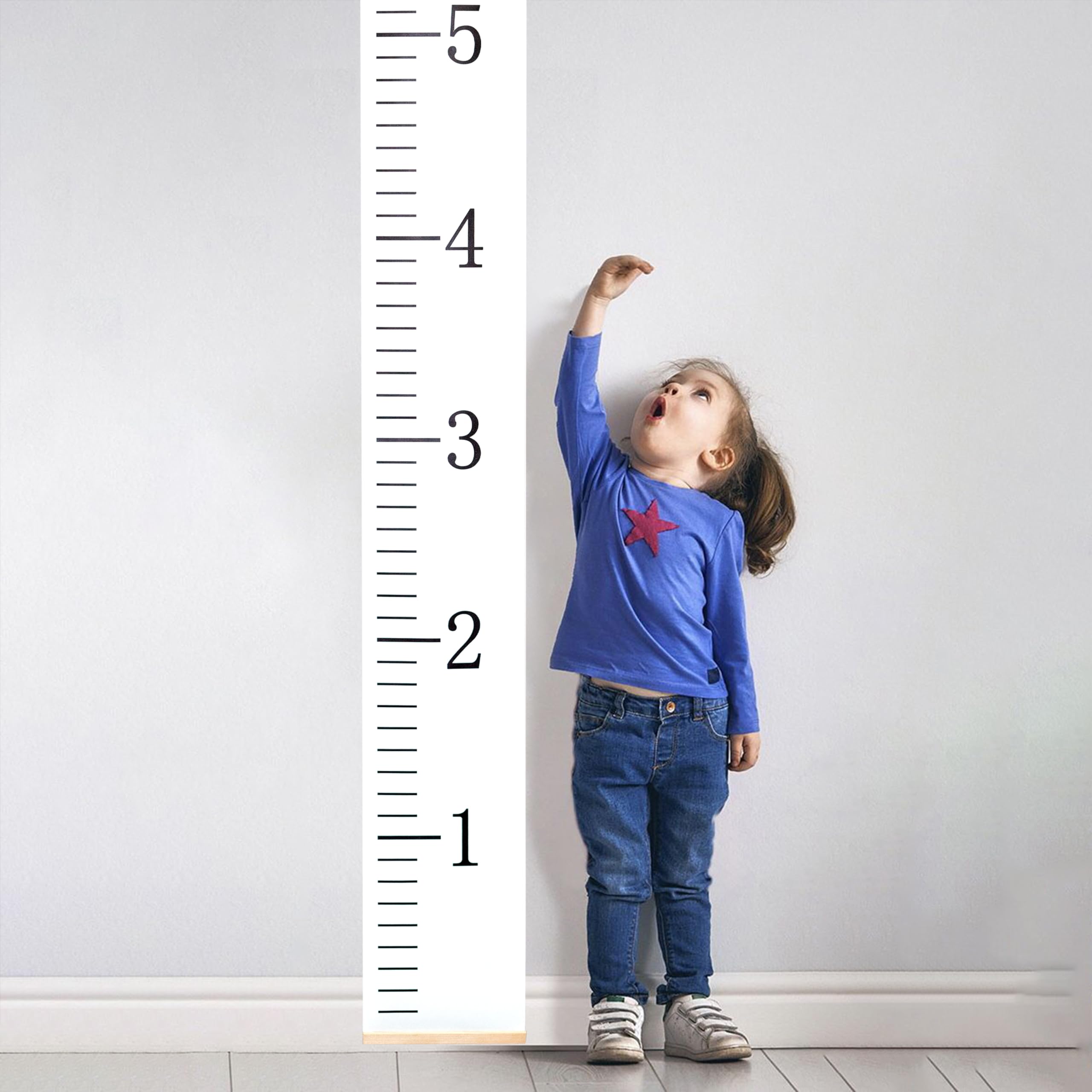 MUWEOL Canvas Removable Height Growth Chart - Growth Chart for Kids,Hanging Height Growth Chart for Kid's Room Decorations (Growth Chart Wood)