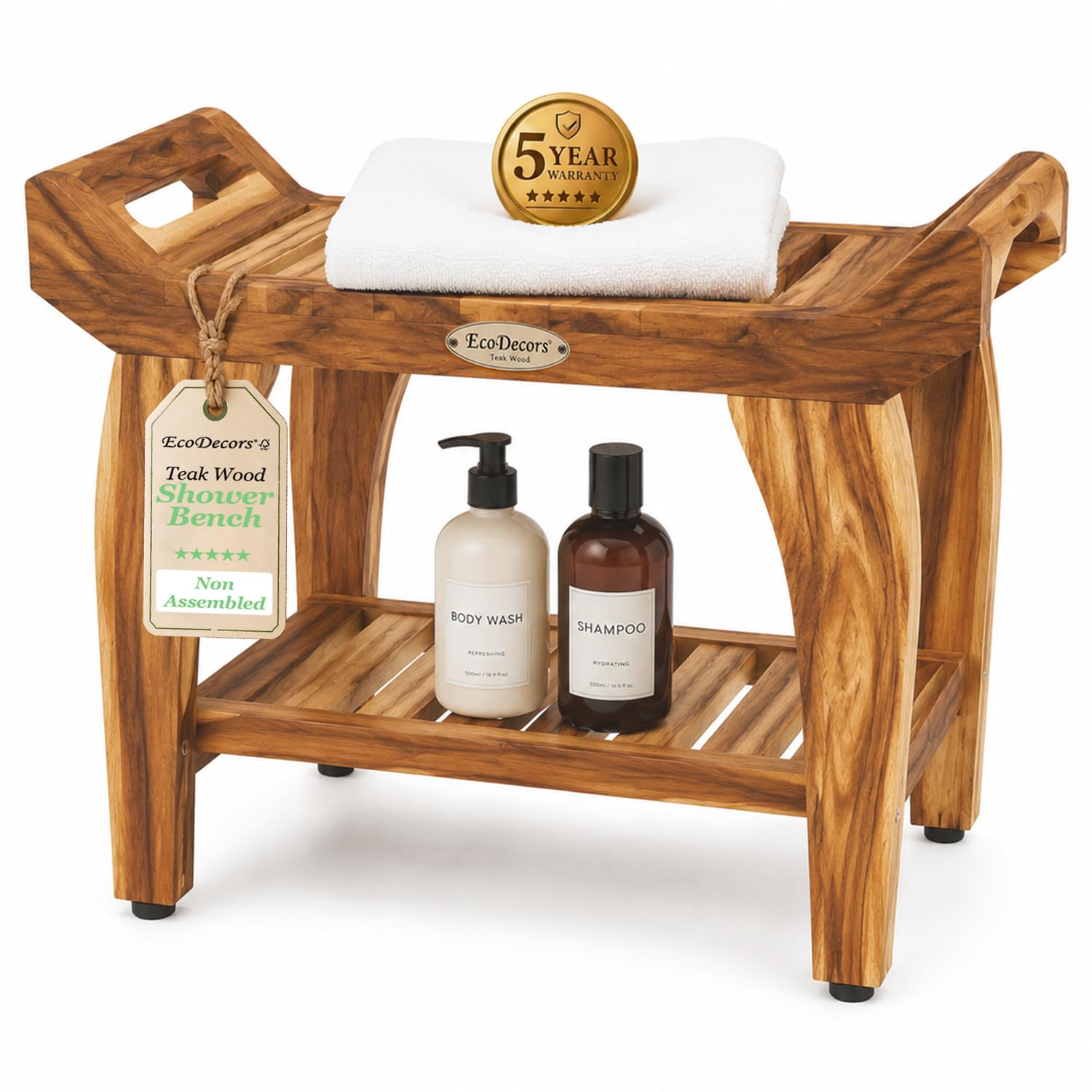 EcoDecors 24' Tranquility Teak Shower Bench