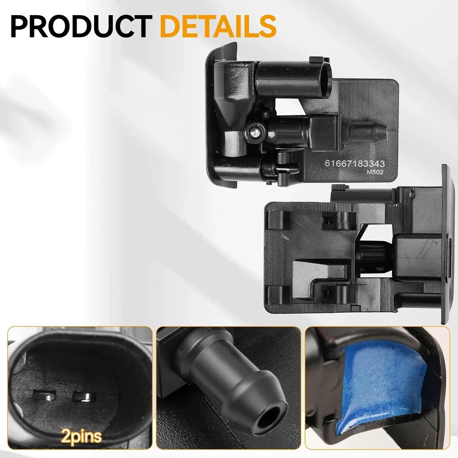 Windshield Wiper Nozzle Compatible With BMW X1 E84 X6 E71 E72 2pcs Automobiles Windshield Washer Sprayer Nozzle Windscreen Nozzle OE 61667183343