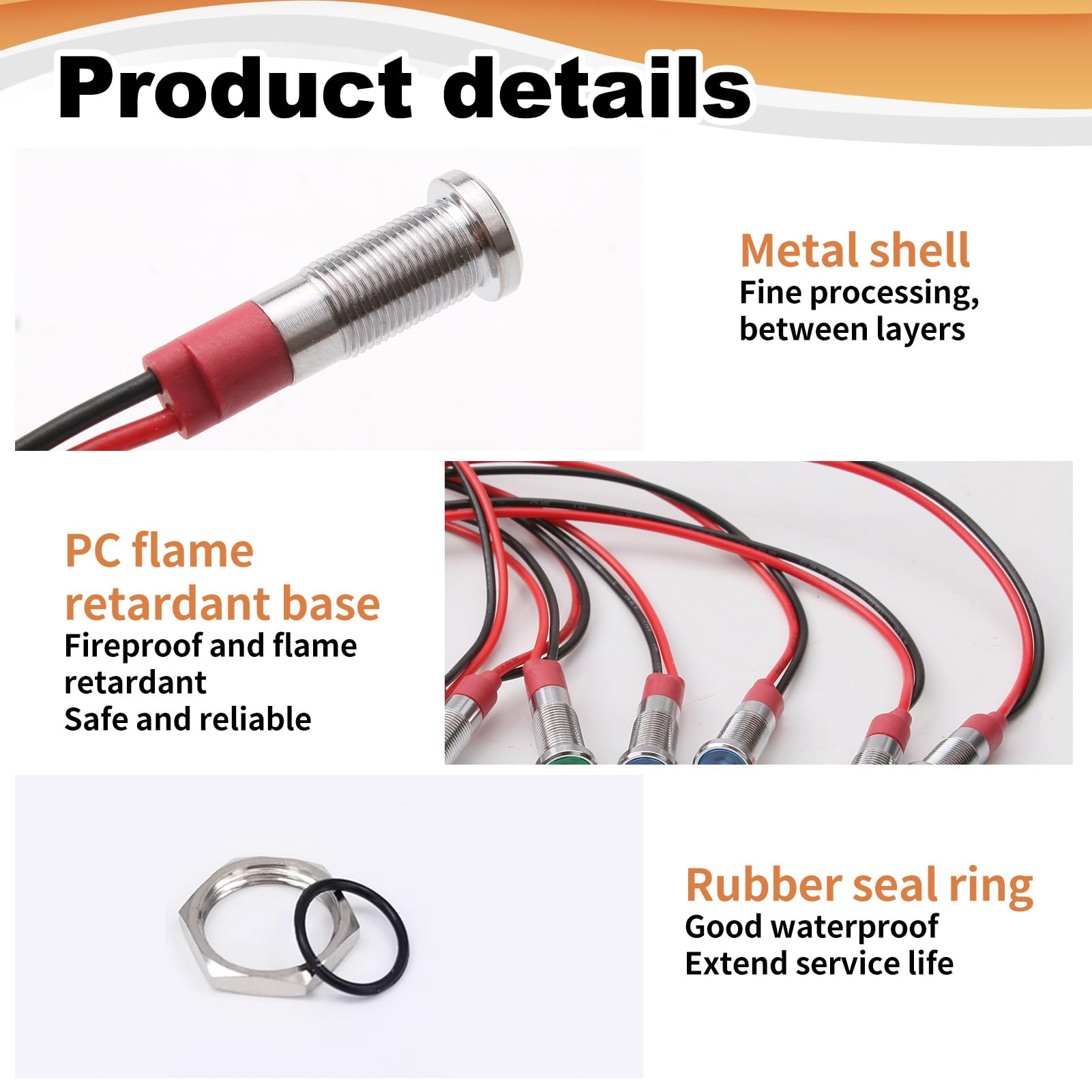 Indicatore LED 6mm 10Pcs AC/DC 12-24V Rosso/Verde/Giallo/Bianco/Blu Impermeabile per Moto