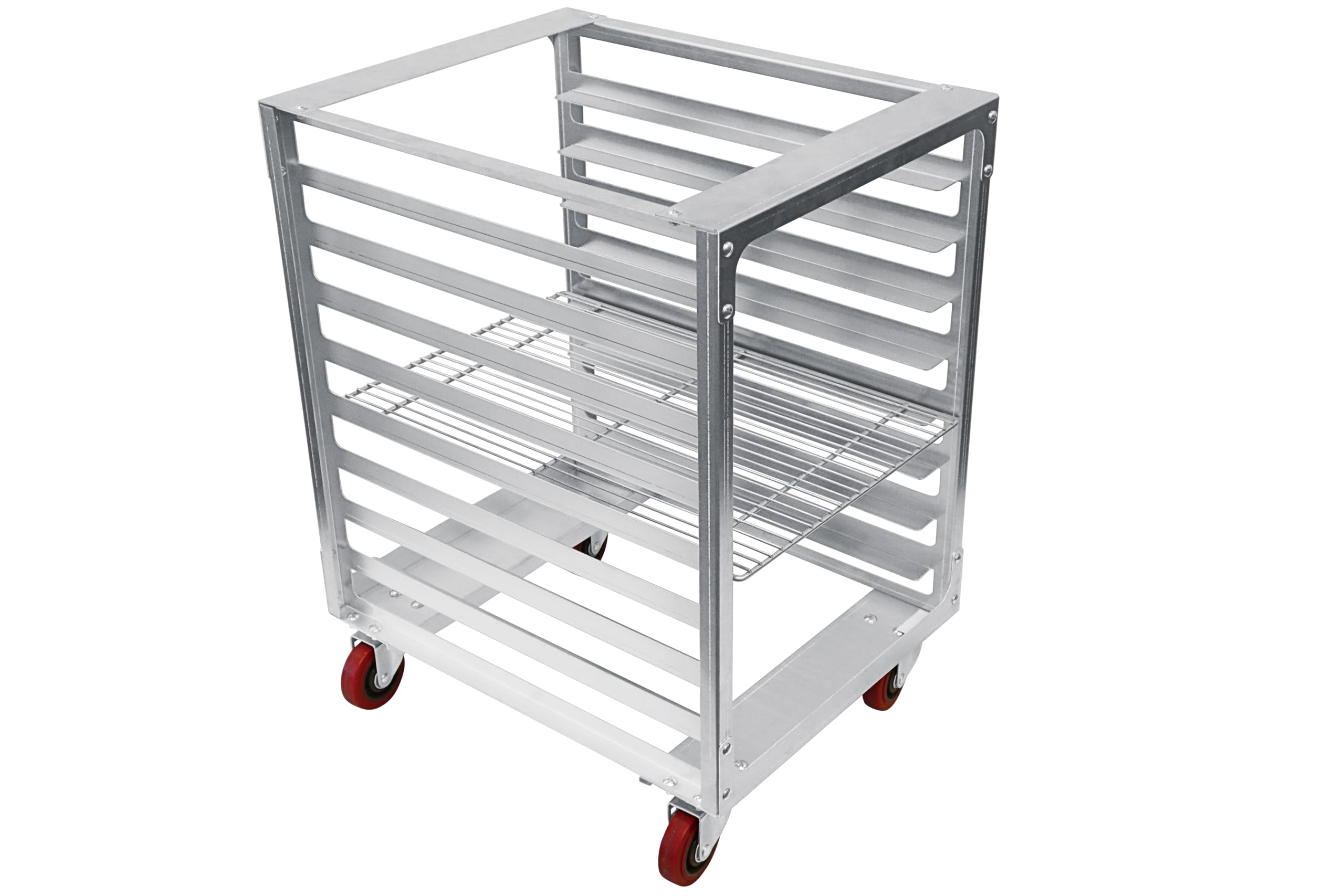 Estante comercial de aluminio para moños, 8 bandejas de 7,62 cm, con certificación NSF, resistente, ruedas de placas resistentes, estante de refrigeración para debajo de la mesa de trabajo