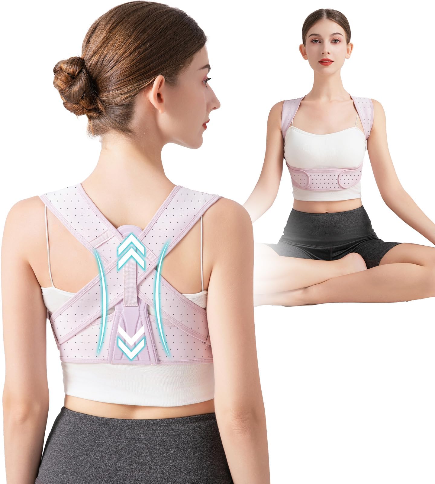 NLNYCT Posture Corrector For Women, Adjustable Back Brace For Posture, Back Posture Corrector Providing Pain Relief From Lumbar, Neck, Shoulder, And Clavicle, Back (S/M Upper Waist 27-35 Inch)