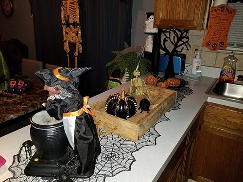 Miniatura 4 de Orgrimmar El juego de 35 decoraciones de Halloween incluye camino de mesa de telaraña de encaje, cubierta de mesa redonda de encaje, cubierta de