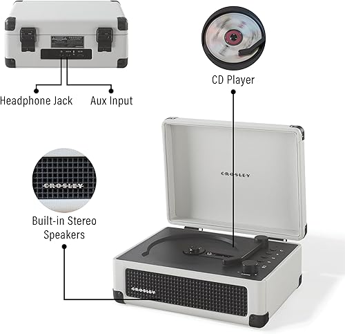 Miniatura 4 de Crosley CR3505DP-WF Cruiser - Reproductor de CD portátil retro con altavoces estéreo Bluetooth y radio FM, granja blanca