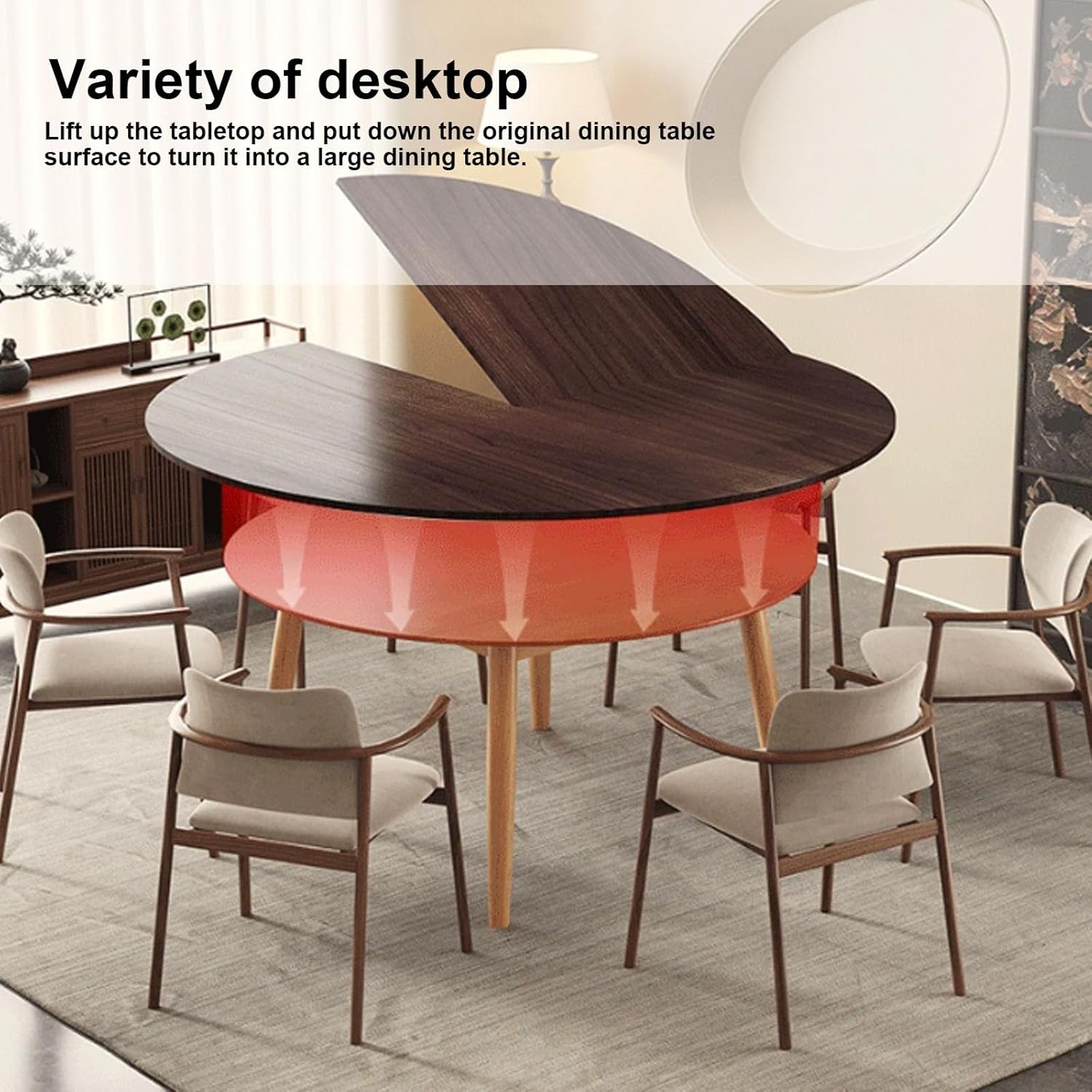 Large 170cm Round Foldable Table Top, Space-Saving Wood Dining Table Extension for Catering & Parties, No Legs, Perfect for Events & Gatherings