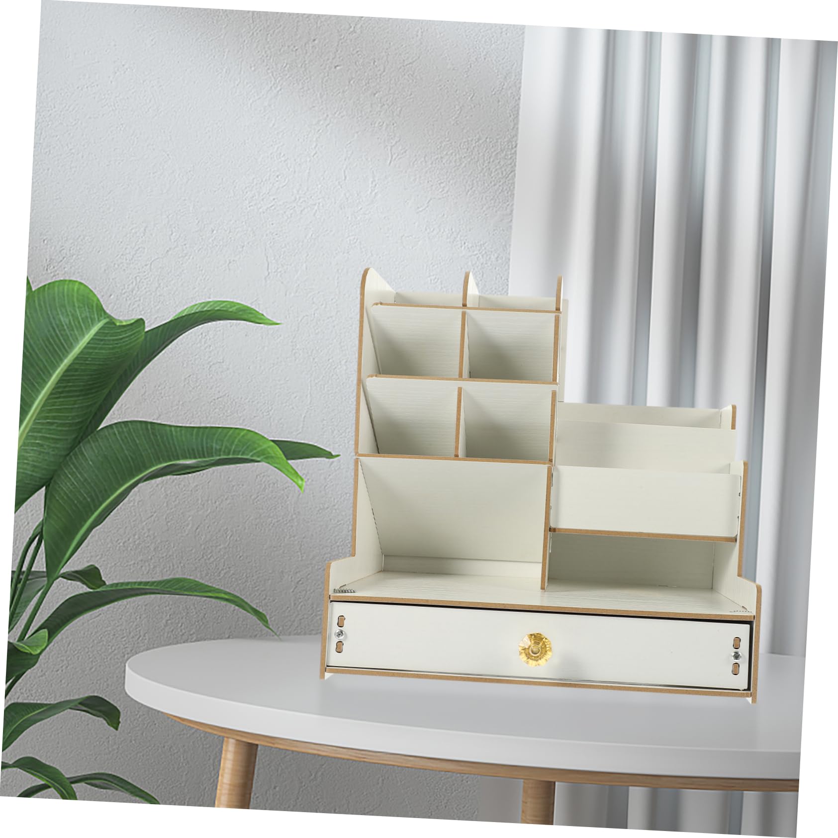 Garneck Portaoggetti da Scrivania in Legno Bianco Cassetto, Multi-tier | Scomparti Multipli, Grande Capienza, per Studio e Camera, Organizer per Cancelleria