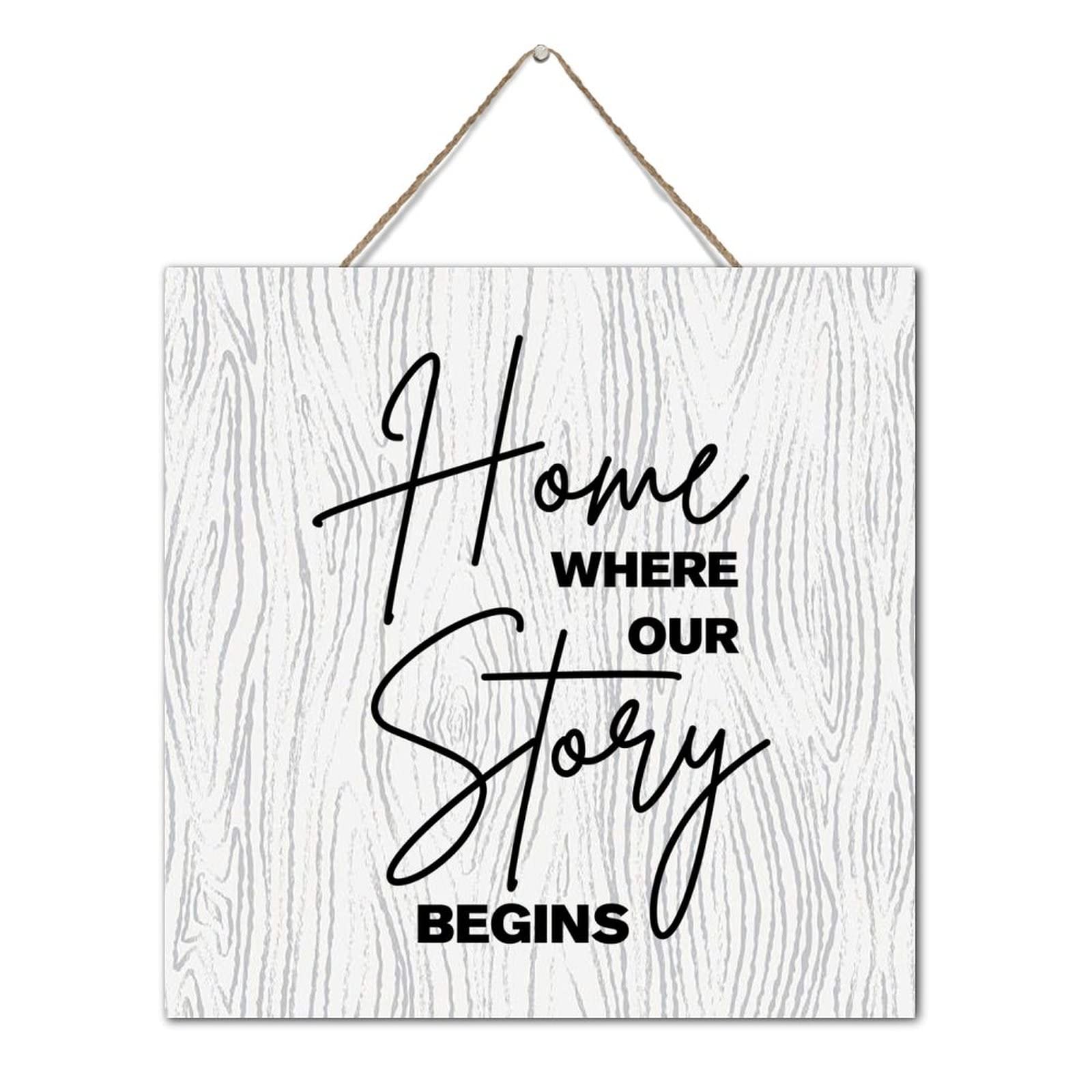 Home Where Our Story Begins Art Decor Borden Boerderij Hout Muur Sign Leuke Wall Art Hout Plaquette Teken Woondecoratie voor Wasserij Entryway 30,9 x 30,8 cm Home Where Our Story Begins Art Decor Borden Boerderij Hout Muur Sign Leuke Wall Art Hout Plaquette Teken Woondecoratie voor Wasserij Entryway 30,9 x 30,8 cm