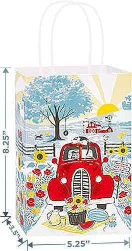 Miniatura 8 de HOME & HOOPLA Bolsas de regalo de papel con estampado floral de lavanda y acuarela, bolsas pequeñas de 5.25 x 3.5 x 8.25 pulgadas (paquete de 12)