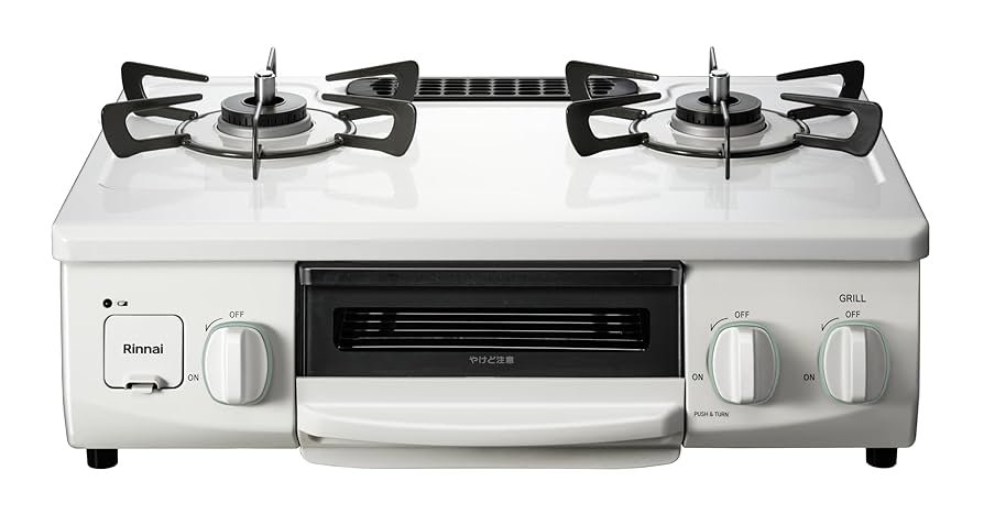リンナイ 2バーナー ガスコンロ ホワイト(都市ガス)