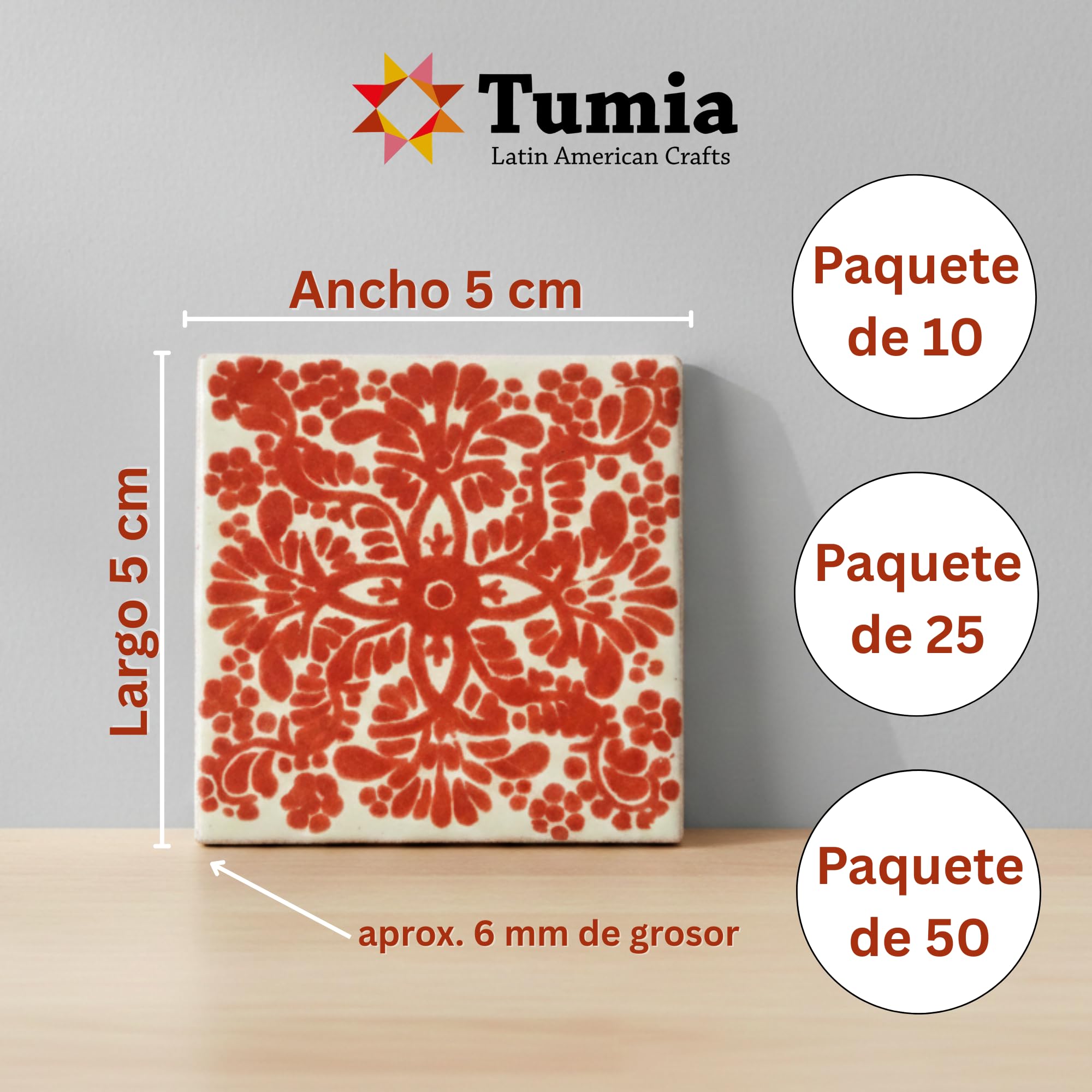 Tumia LAC Azulejos Mexicanos Artesanales de Talavera de 5cm