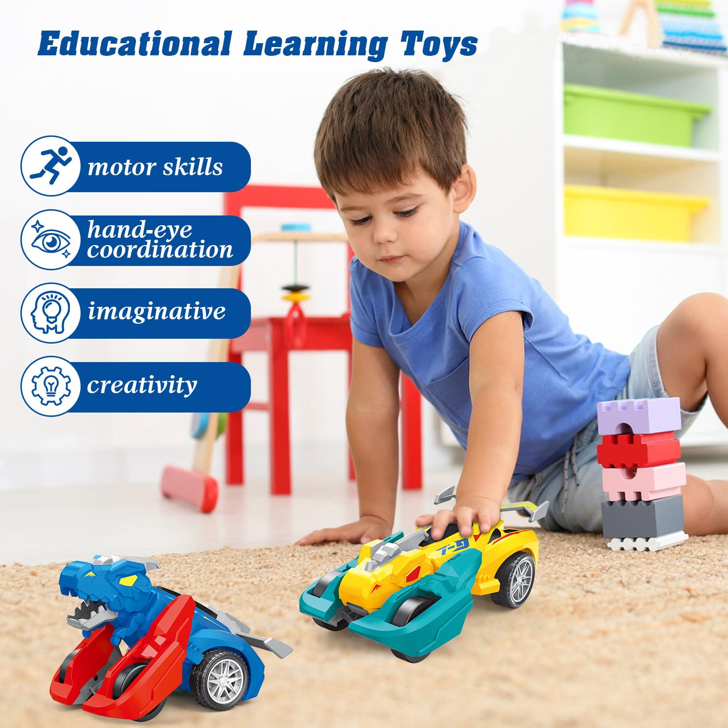 Dinosaur Monster Trucks - 2 Pack for Toddlers -3