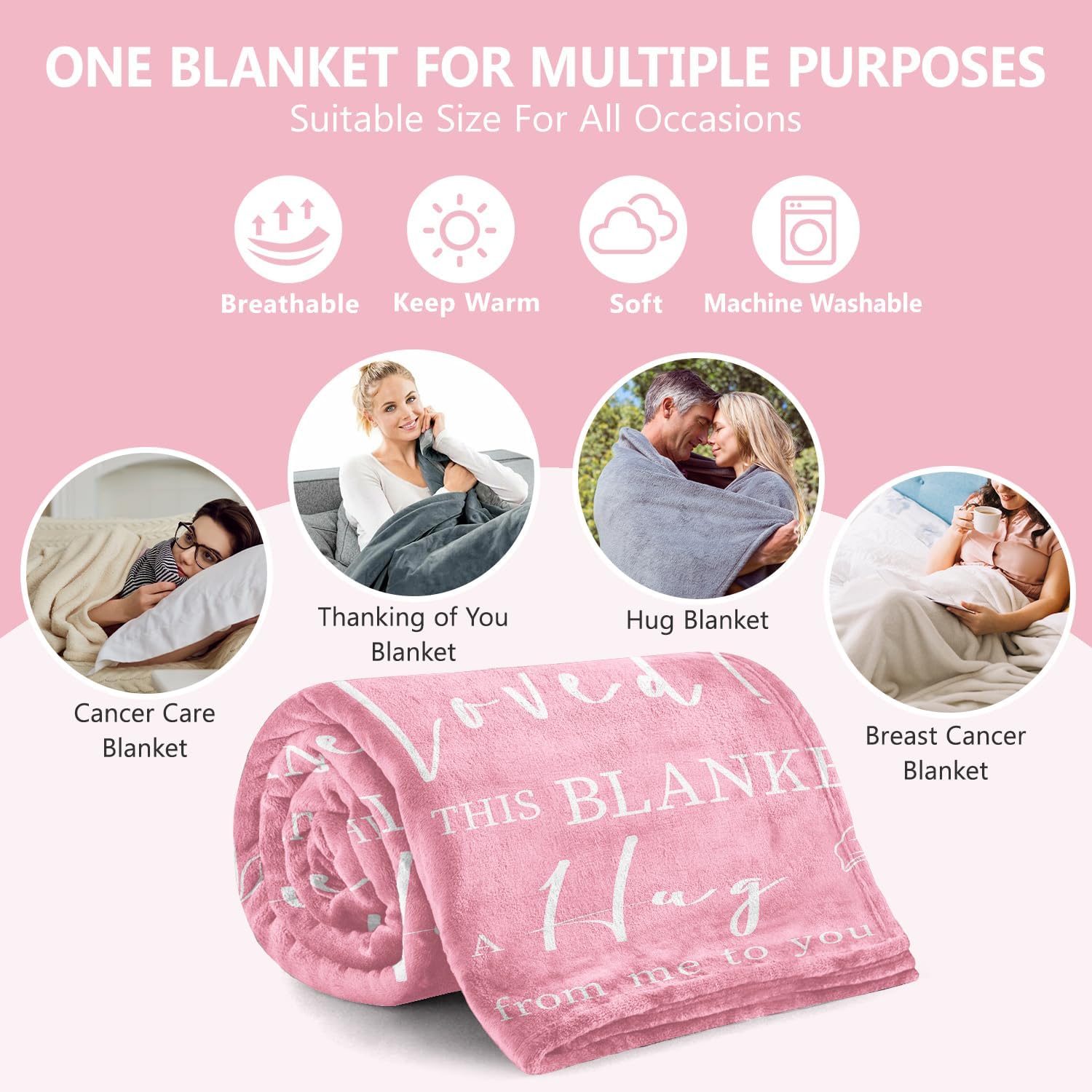 Get Well Gifts for Women - Inspirational Blanket - Encouragement Breast Cancer Thinking of You Gift for Her Friends Sister - Feel Better After Surgery Gifts for Women - Breast Cancer Blanket 50"x60" - Image 6