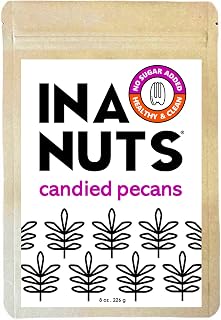 InaNuts Candied Pecans, NO Added Sugar, Gluten Free, Dairy Free, Keto & Paleo Friendly, Low Carb Healthy Super Nut, 8oz Bag