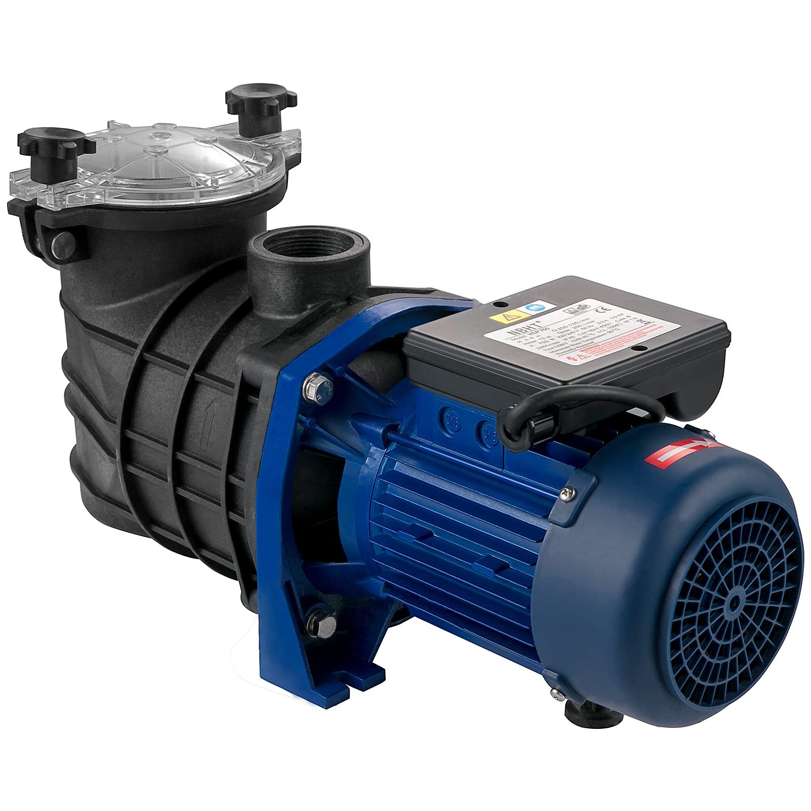 VEVOR Bomba de Piscina Filtración 18000L/h con Cesta de Filtro Extraíble, 1 HP Bomba de Plástico Metal 750W 3450TR/Min 50°C, para Piscinas Spas Fuentes Termales