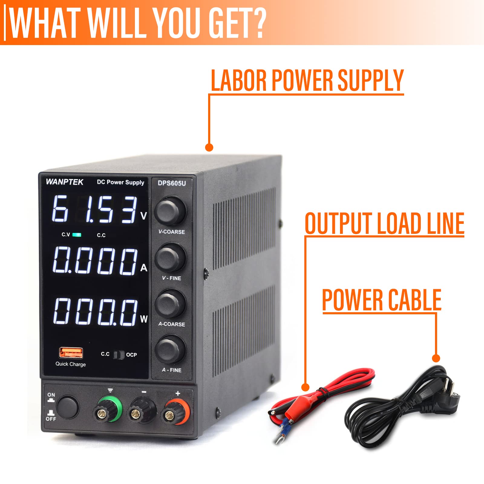 GVDA Alimentation de Laboratoire Régulée CC par USB, Réglable sur 30 V, 10 A, Régulateur de