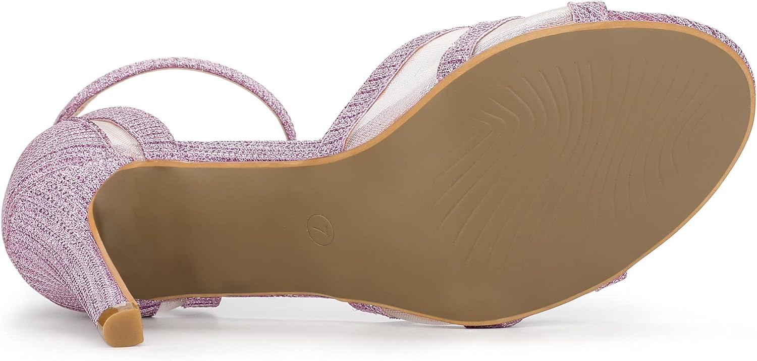 Allegra K Women's Glitter Ankle Strap Purple Stiletto Heels Sandals 10.5 m US - Image 5