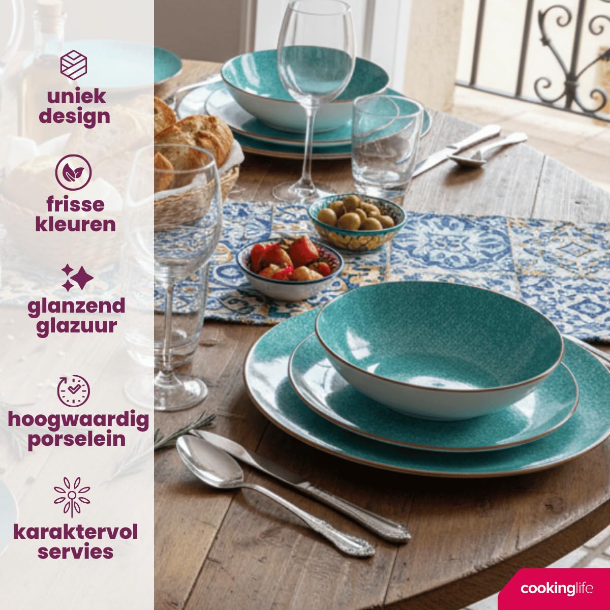 Cookinglife Zestaw zastawy stołowej porcelana Bali 24-częściowy / 8-osobowy