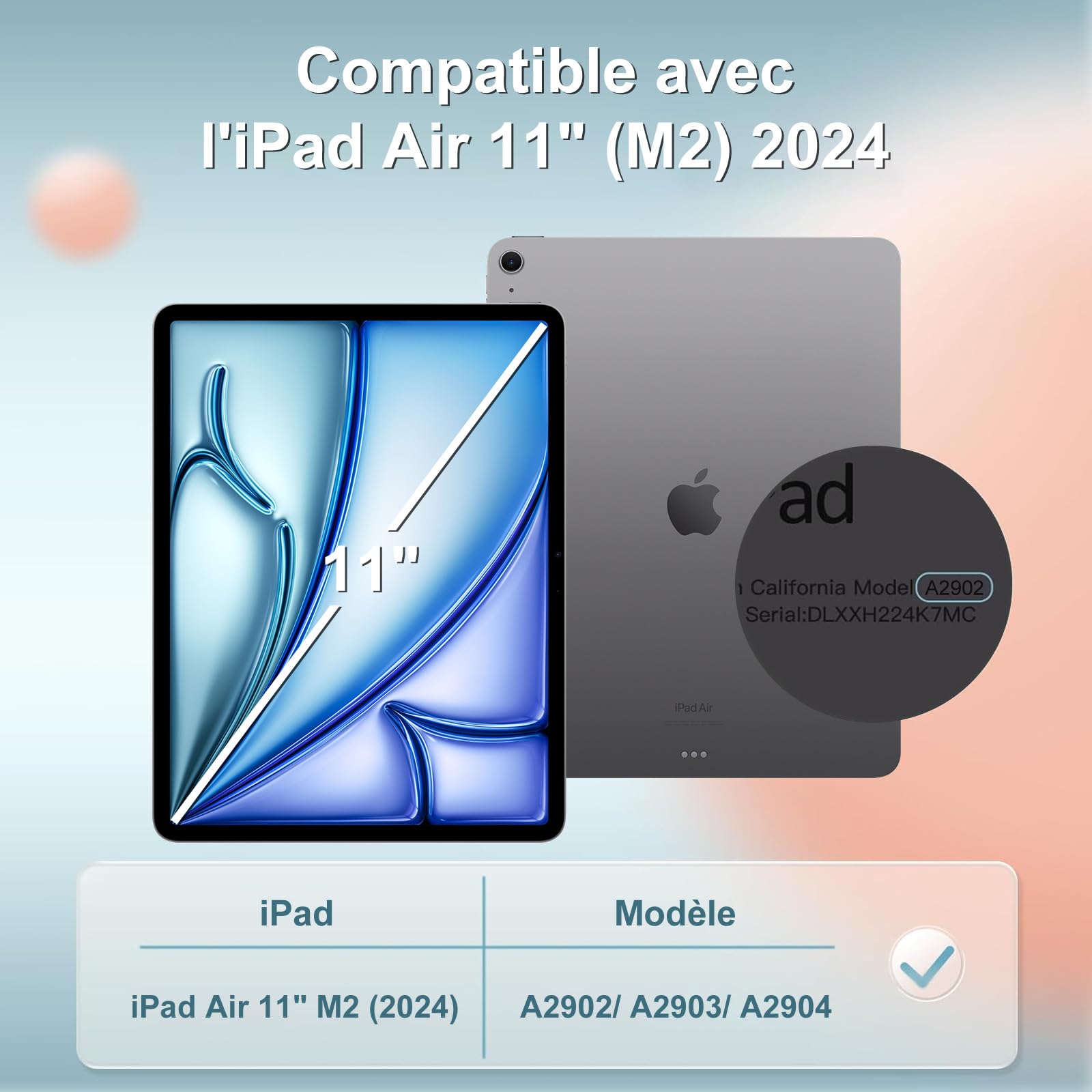 Clavier AZERTY Avec Touchpad Pour IPad Air 11 M3/M2 2024-2025 – Bluetooth, Détachable, Protection Intégrée