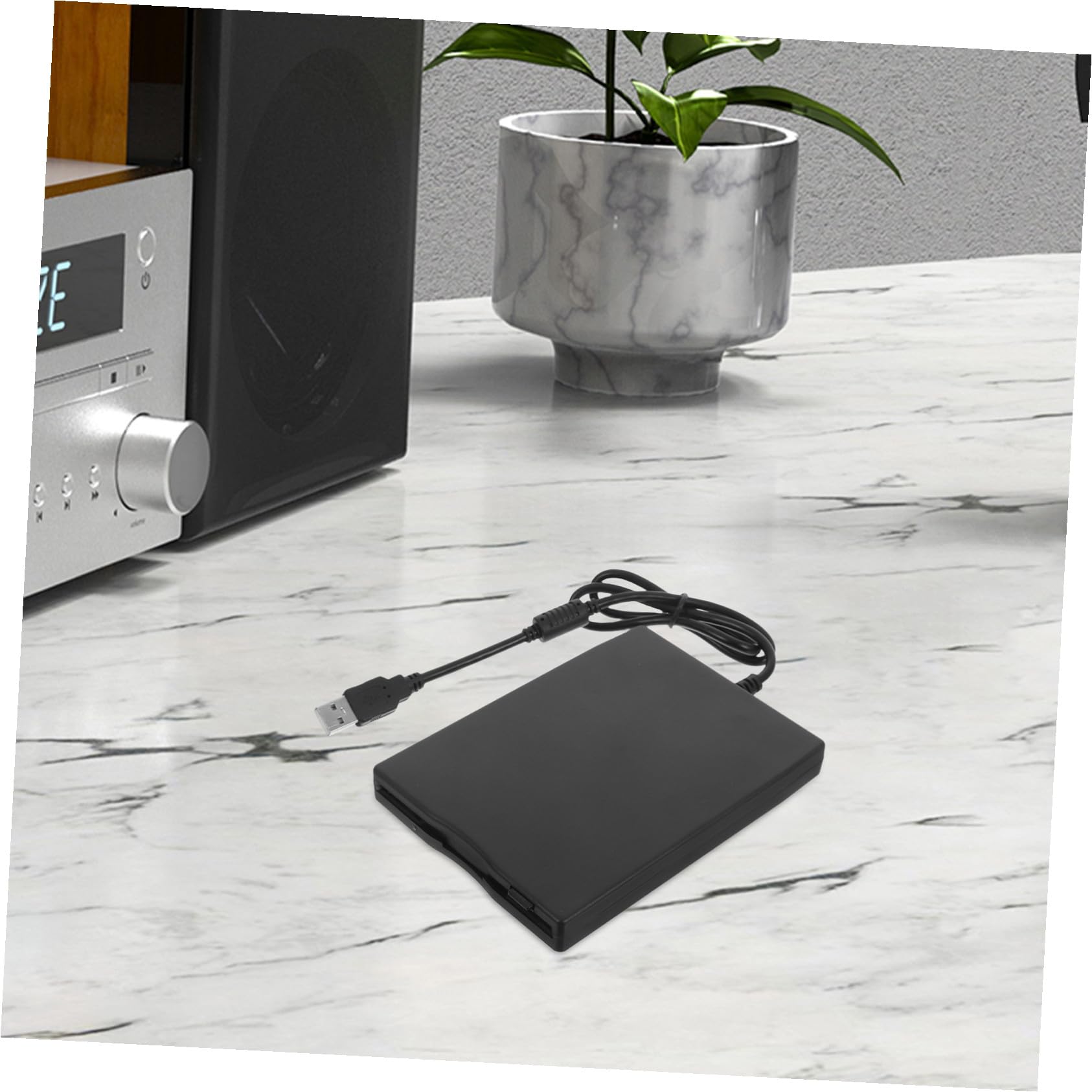 Lecteur de Disquettes Externe USB 3,5 Pouces en Abs Noir, Compatible Ordinateurs Portables Bureau, Transfert Rapide de Données pour Usage Professionnel