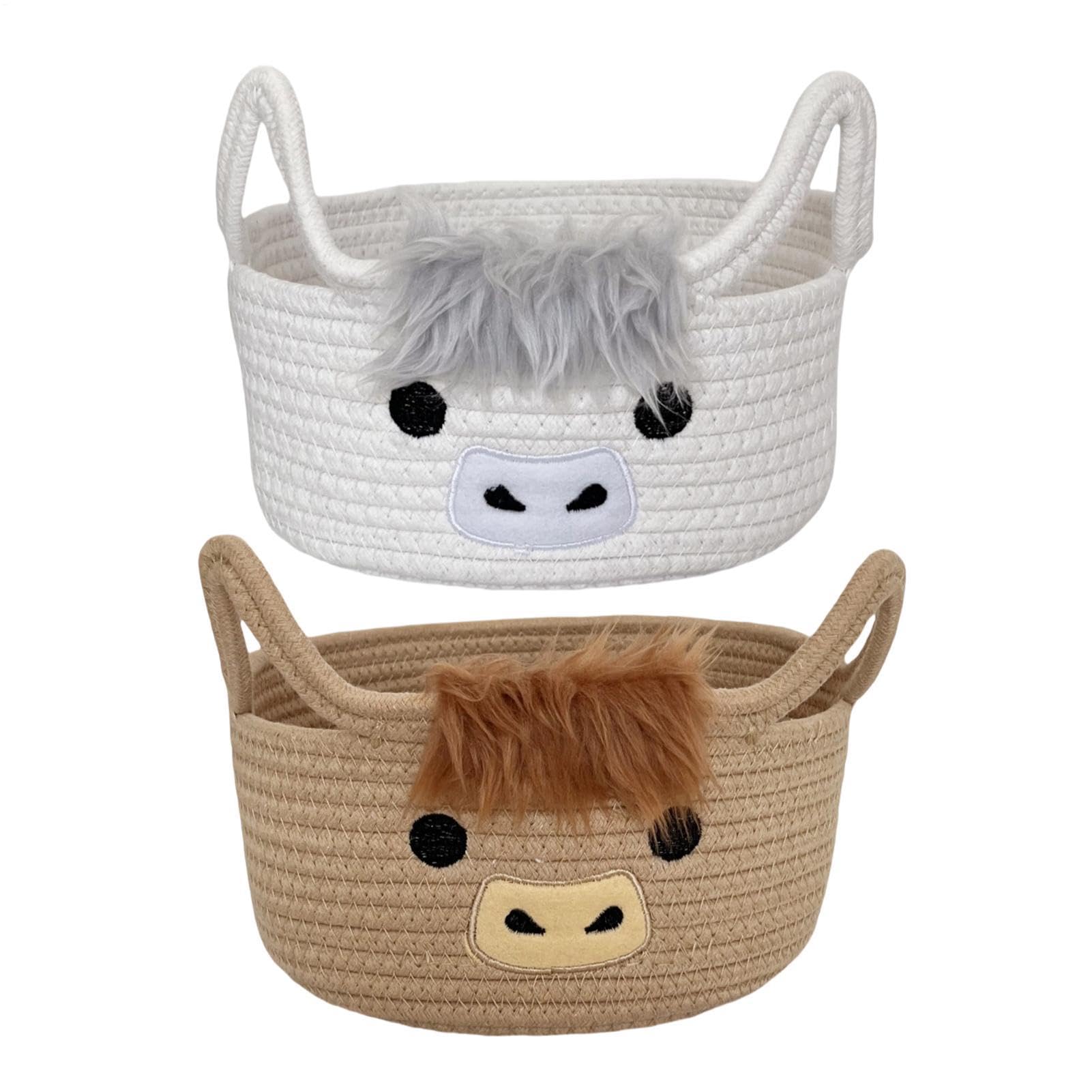 Paniers de rangement en corde tissée motif vache pour éliminer le désordre