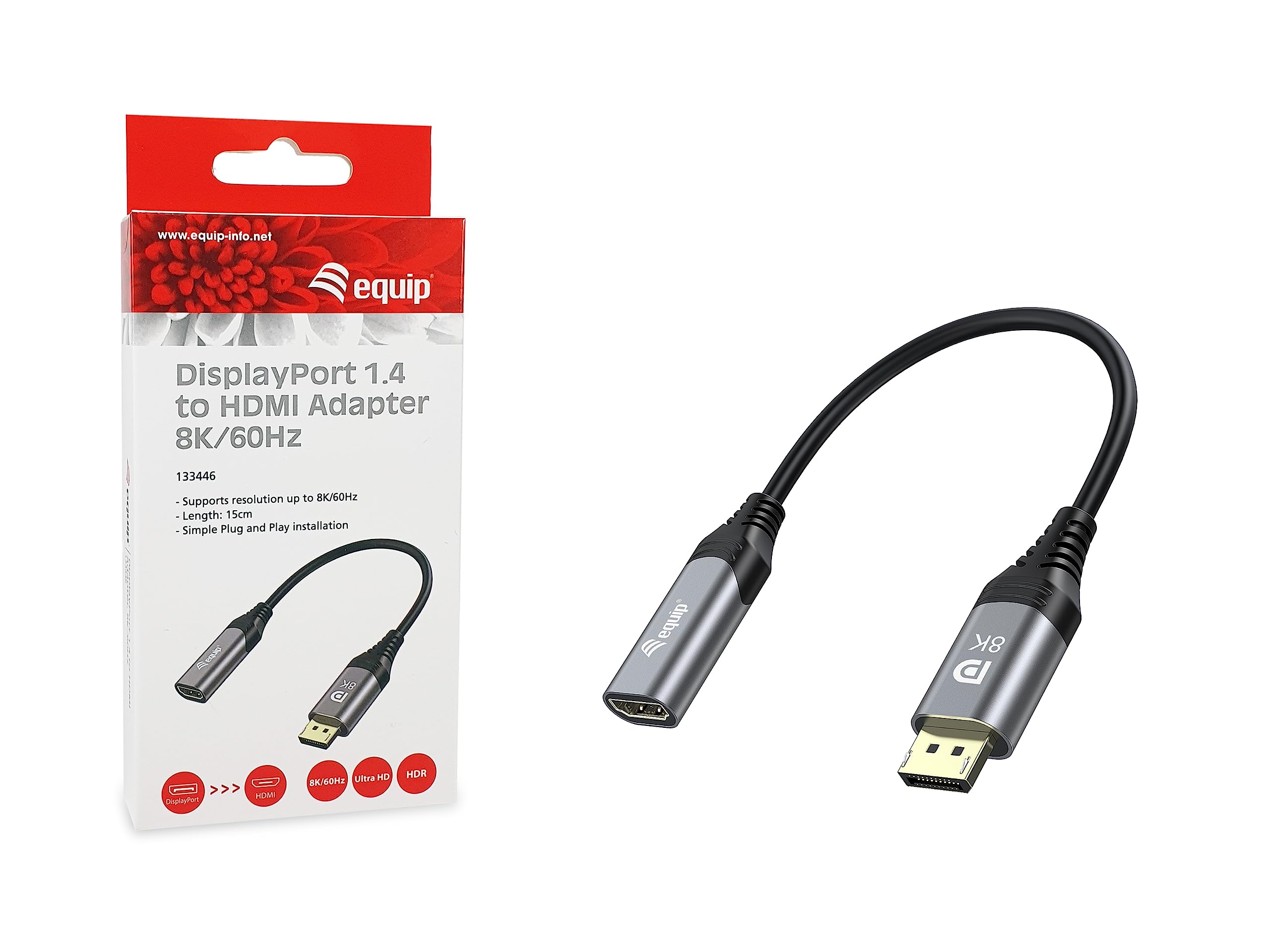 Equip Adaptateur DisplayPort 1.4 vers HDMI 8K/60Hz 133446