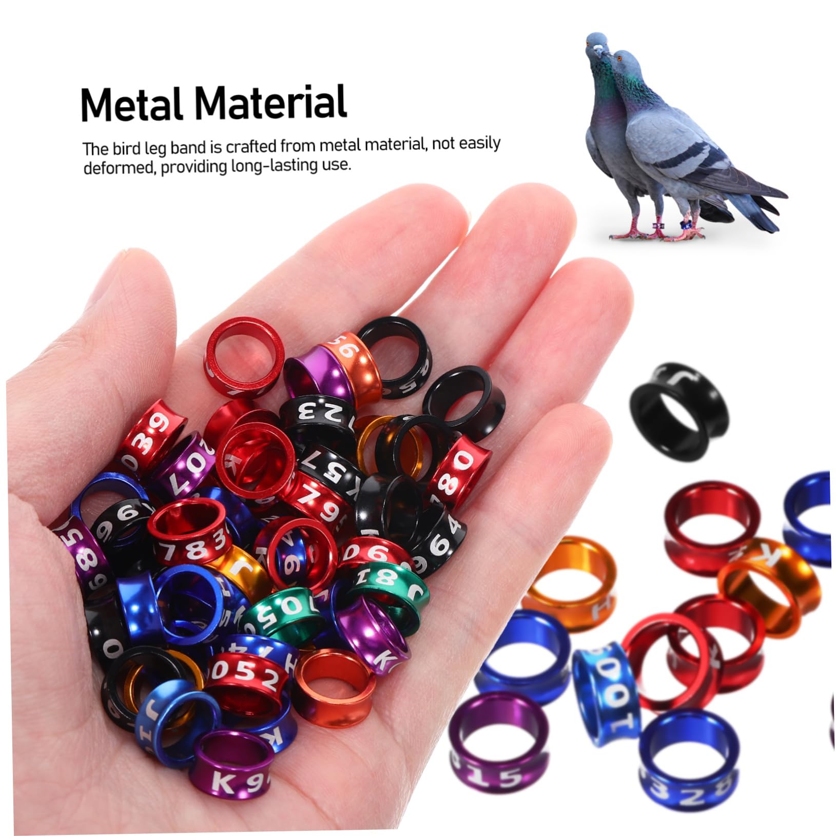 ibasenice 50Pcs Bird Leg Bands for Pigeons Parrots and Canaries Durable Identification Rings with Markings Smooth Surface and Vibrant Colors for Easy Bird Tracking