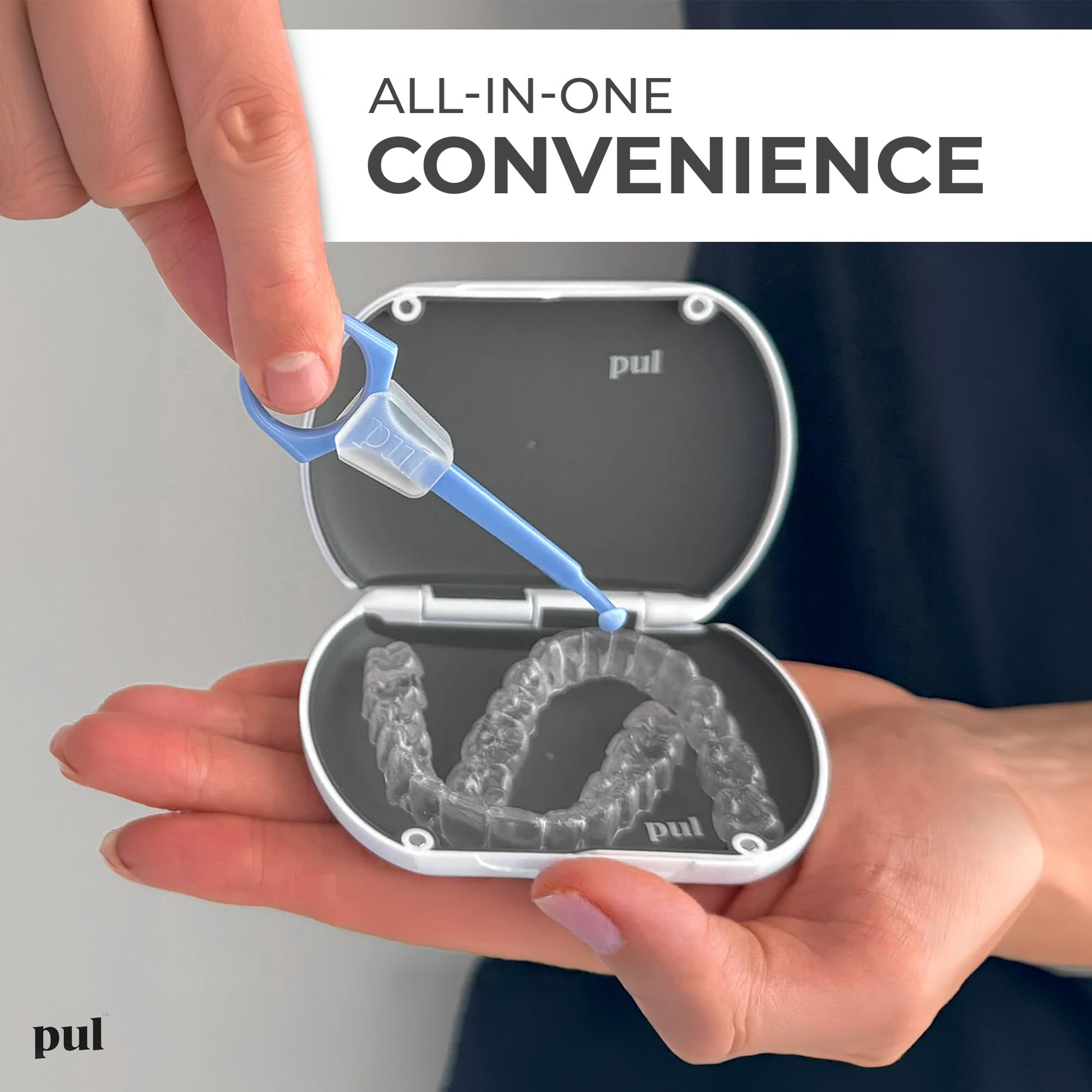 PUL Clear Aligner & Retainer Case - do Invisalign, protez częściowych, osłon ust i nocy, narzędzie do usuwania PUL, wyjmowane dentystyczne - plastikowy uchwyt z bezpiecznym zamknięciem magnetycznym