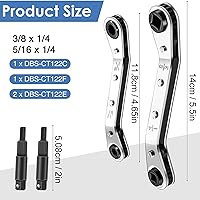 Vista 2 de AMAKO Llave de servicio HVAC, herramienta de acero inoxidable con trinquete para refrigeración, alta dureza con extremos de 3/8 a 1/4 pulgadas