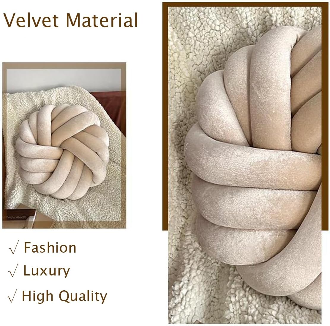 Knot Pillow 13.7'' Knot Round Cushion Round Decorative Throw Pillows Cushion For Couch Modern Home Handmade Knot Decorative Cushion Floor Pillow Cushions for Home Bed Room Office Sofa Car (Wine Red)