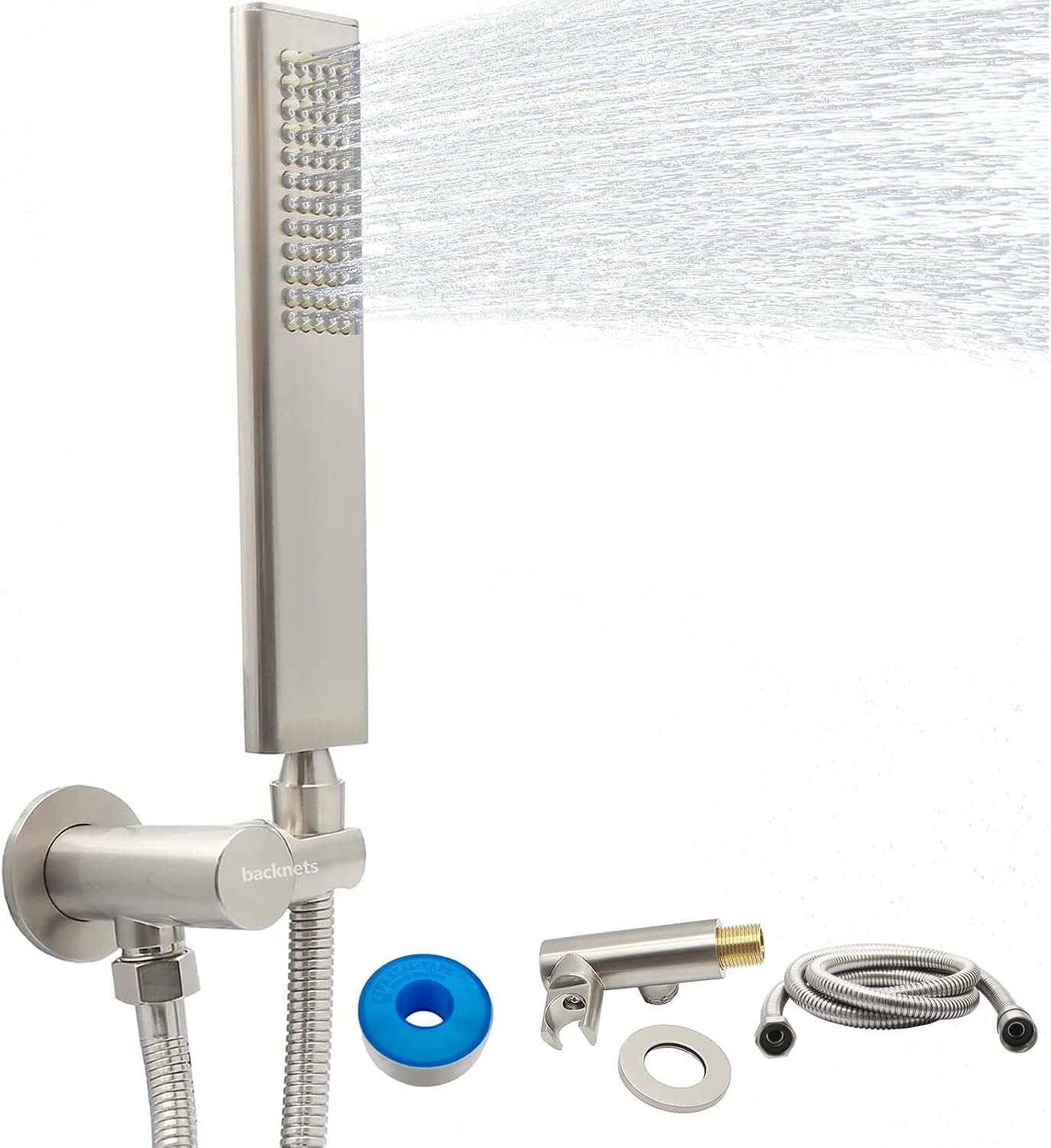 Regadera de Mano de Latón Sólido con Diseño en Arco y Manguera de Acero Inoxidable