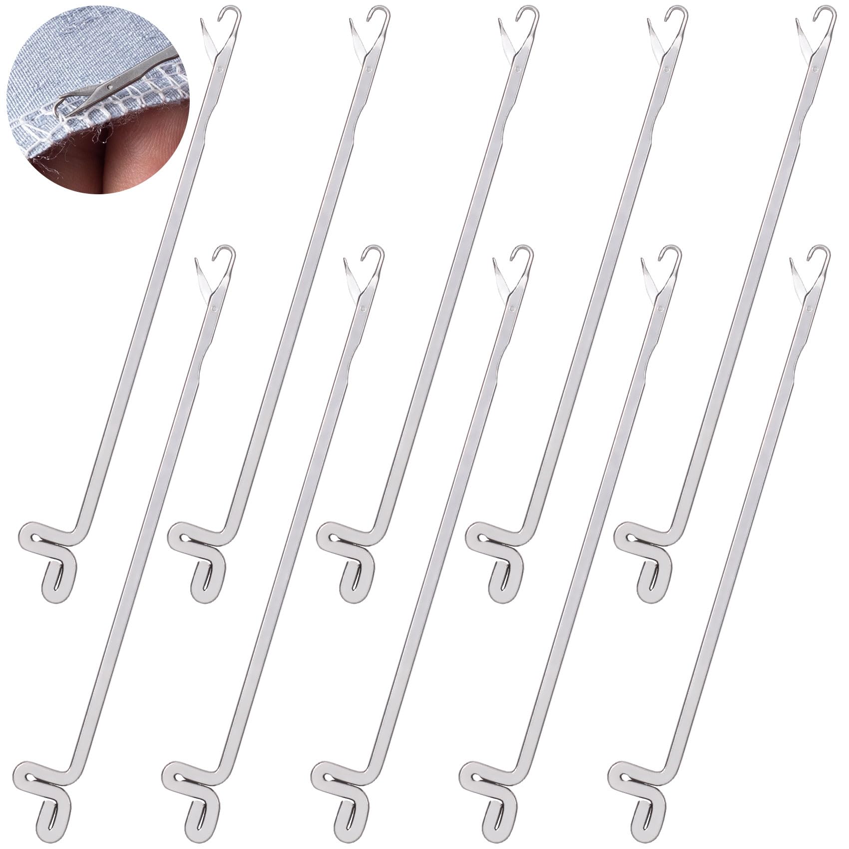 PAGOW 10 Pcs Latch Hook, Serging Crochet Hook Sewing Needles, Metal Snag Repair Tool for DIY Knitting Weaving Revamping Darning Threading Jewelry Making (4mm)