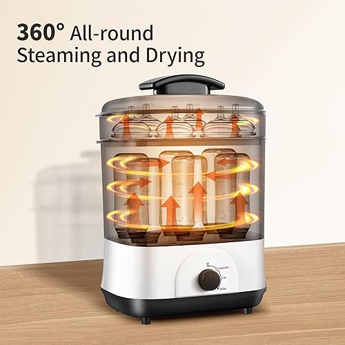 Miniatura 2 de Vaporizador de biberones, vaporizador y secadora de botellas 3 en 1, secador eléctrico de botellas de vapor de fácil control de un solo dial para