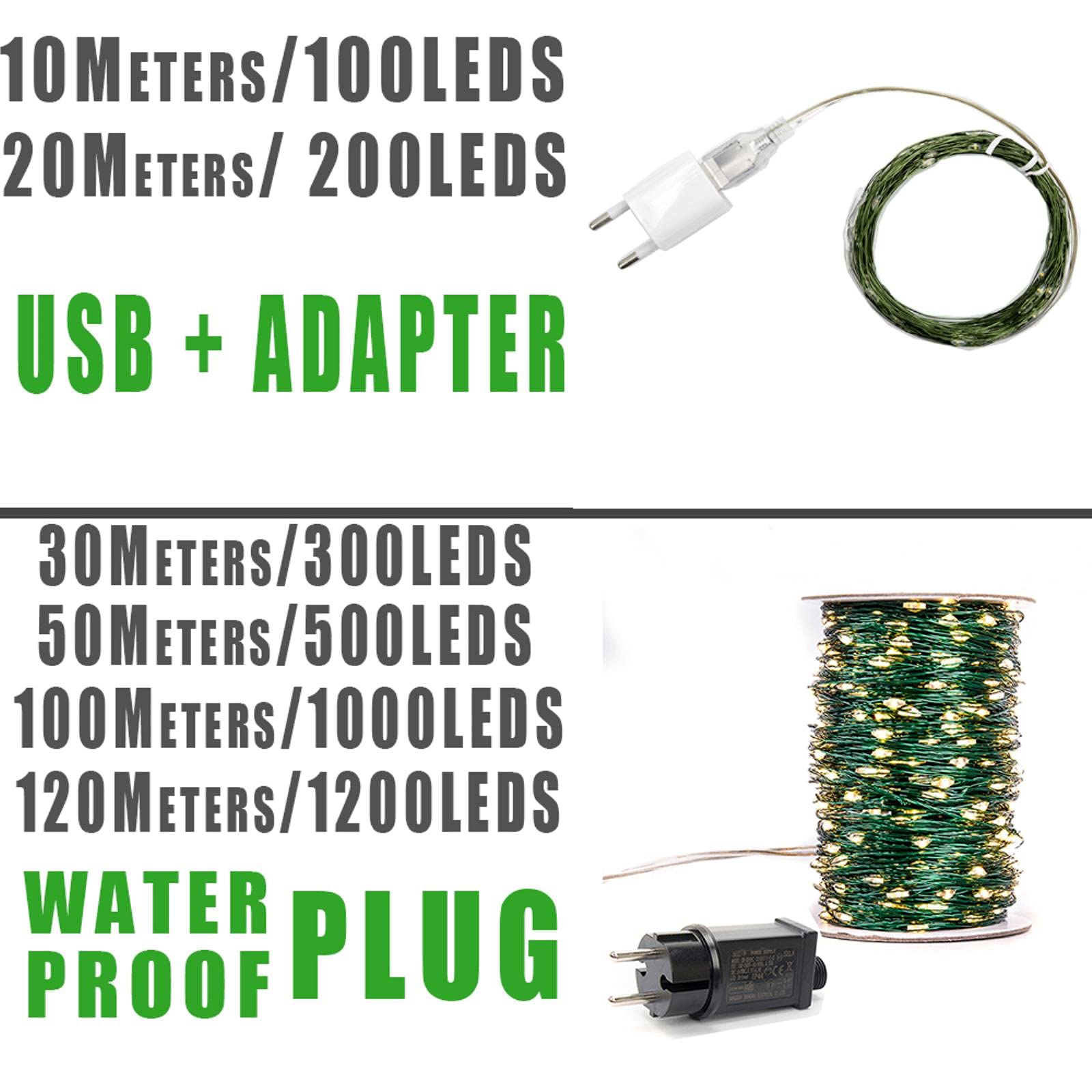 allforyou 200m 100m 50m 50m Filo Verde LED LED Light Lights Festa Impermeabile Ghirlanda Fata per Albero di Natale Decorazione del Partito di Nozze