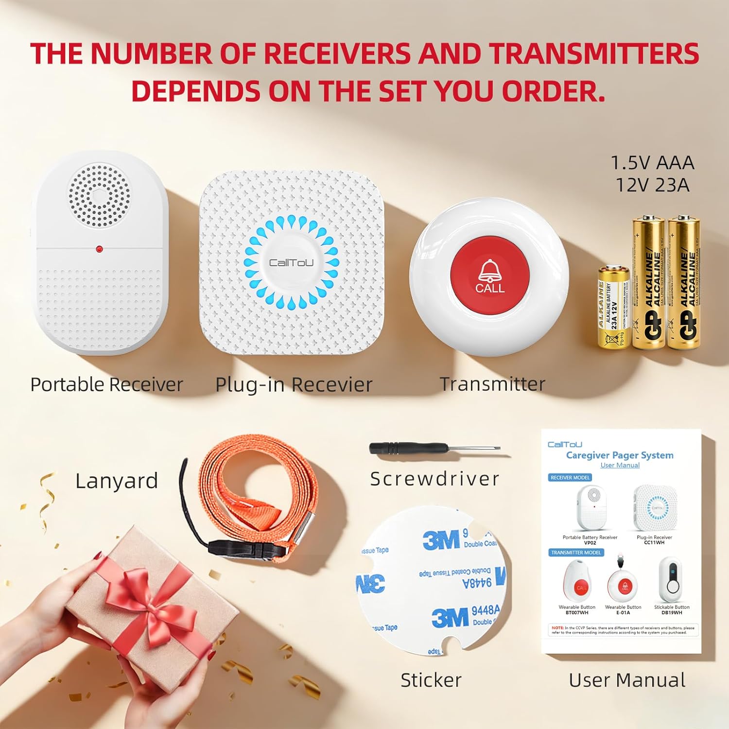 CallToU Wireless Caregiver Pager Waterproof Call Button Vibration Call Button for Elderly at Home Disabled Patient Elderly Monitoring Nurse Calling 2 SOS Call Buttons/Transmitters 500FT 2 Receivers - Image 9