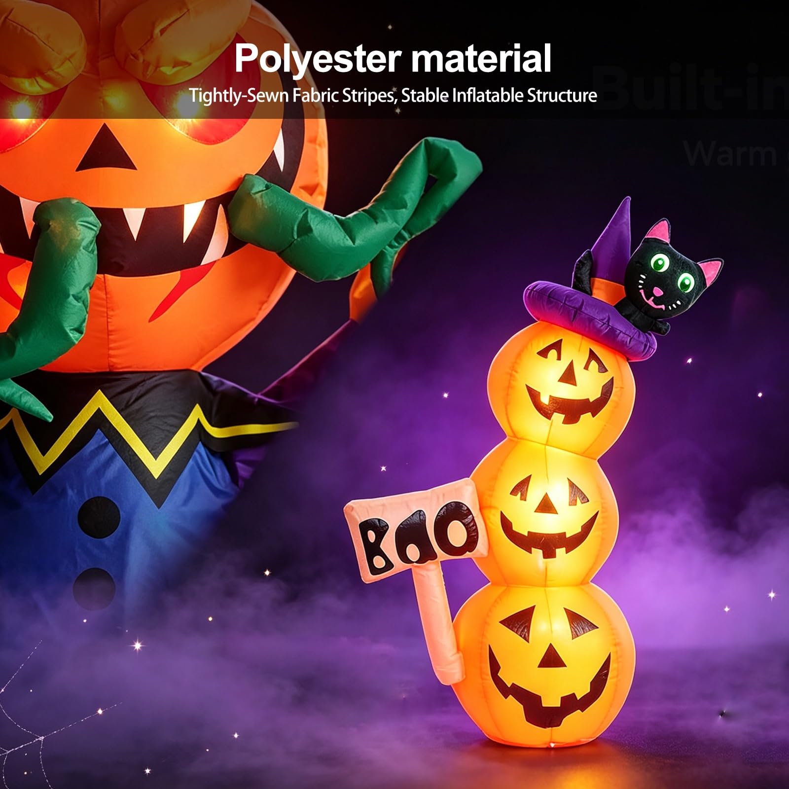 1,59 m Nadmuchiwane Ułożone Dynie Halloween, Lampion Ogród