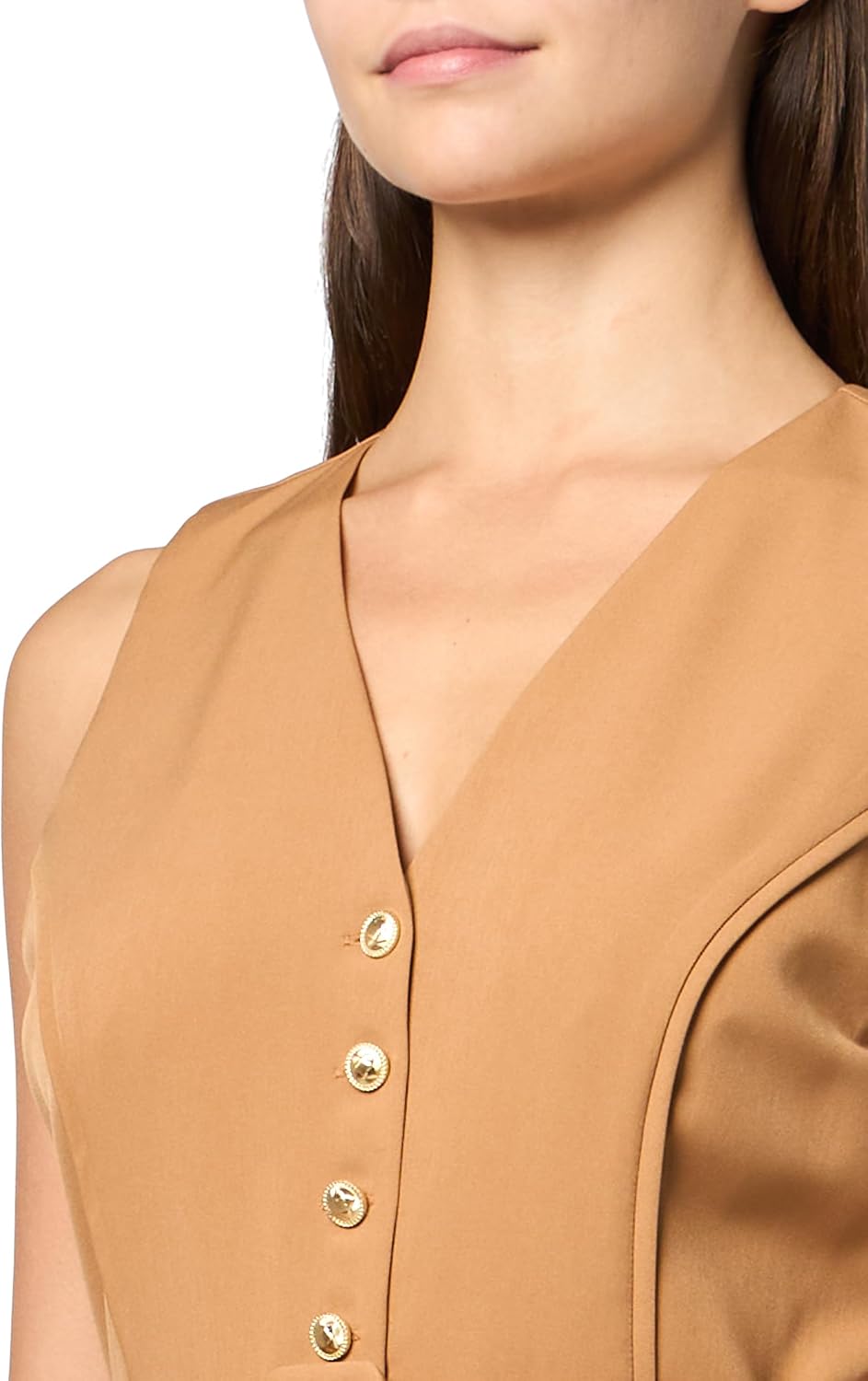 BCBG womens Sleeveless V-neck Button Front Belted Romper