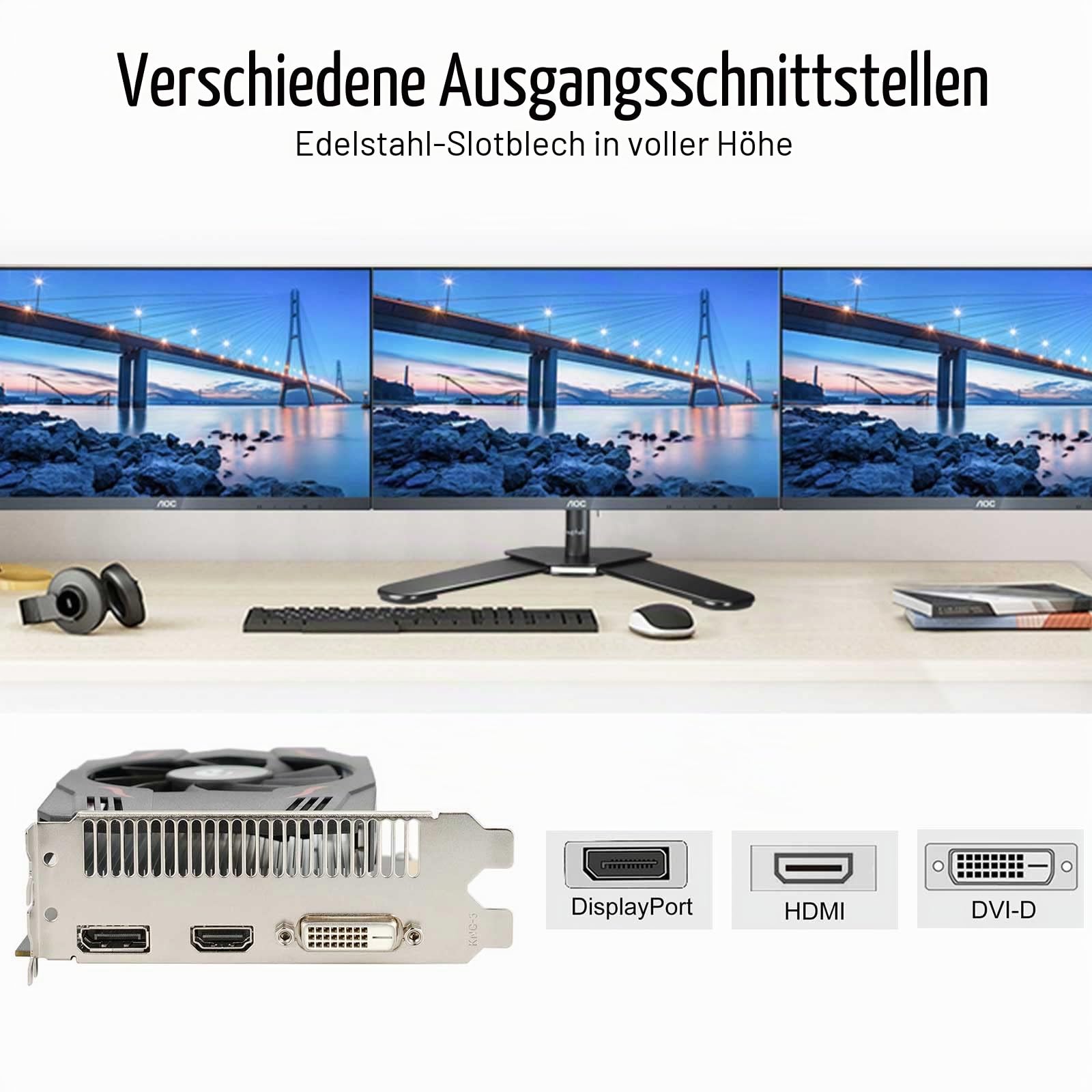 Radeon RX 550 Grafikkarte, 4GB, GDDR5, 128-Bit, DisplayPort DVI-D HDMI, ITX Design, PC Graphics Card Gaming, Support 4K Display, Computer GPU