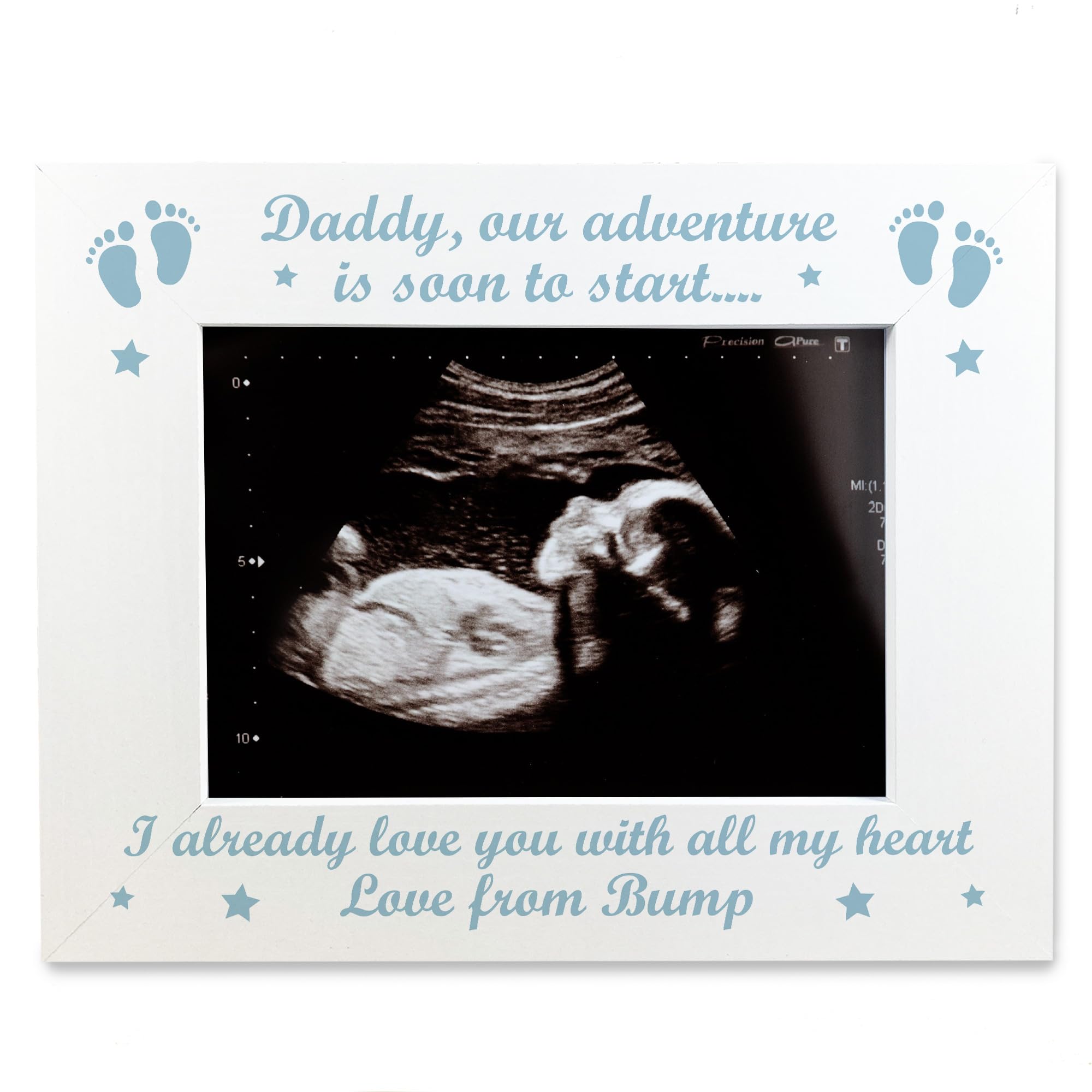 Red Ocean Daddy To Be Gifts, 7x5 White Wooden Frame Gifts For New Dad, Baby Scan Gifts, Pregnancy Gifts, Father's Day Gifts For Dad To Be, Dad To Be Gifts For Him