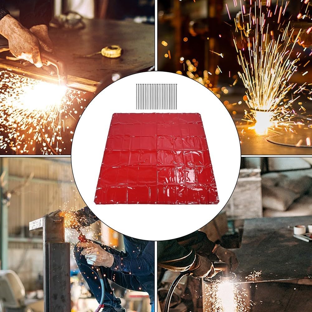 Rideau de soudage 5,7 x 5,7 ft ignifuge imperméable protection UV en polyéthylène avec 24 serre-câbles pour atelier pour chantier industriel blindage