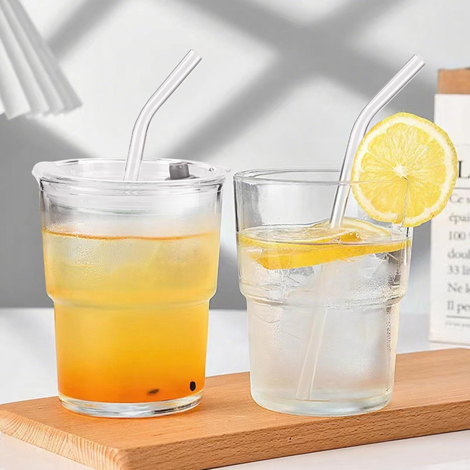 Glass Cups With Lids And Straws, Matcha Cup, Iced Coffee Cup,13Oz/400ml Iced Coffee Glasses Tumbler, Thick Wall Glass Mug For Tea Water, Cute Chirstmas Gifts (Clear,1PCS) image 4