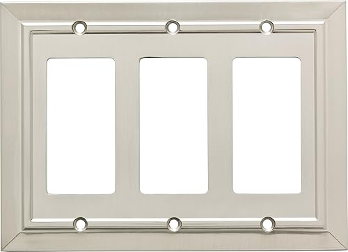 Miniatura 10 de Placa de interruptor Franklin Brass W35218-SN-C Classic Architecture, de pared, dúplex, simple, níquel satinado