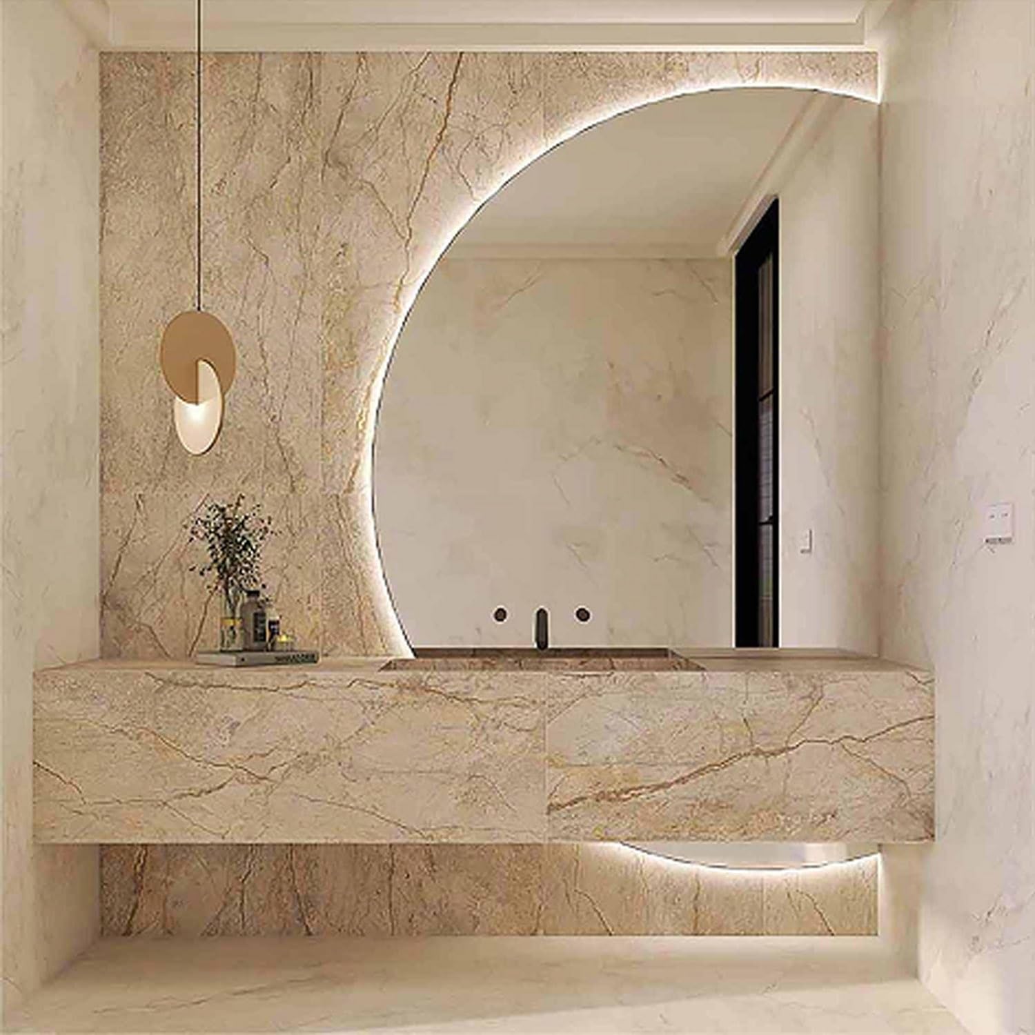WQZzjm Dimmable LED Bathroom Mirror, 39in AntiFog FullLength Mirror with 3 Color Temperatures, Smart Touch Button, Design for Modern Bathrooms (Cut Right 51in/130cm)