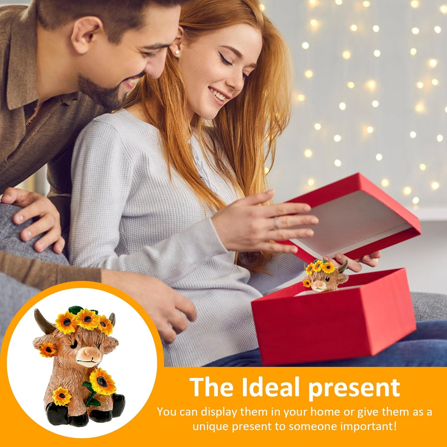 Highland Cow Planter, Resin Succulent Plant Pot, Sunflower Highland Cow Planter Decor Funny Containers for Backyard Balcony Home Garden Decor Gifts, Yellow (Style A) - Image 6