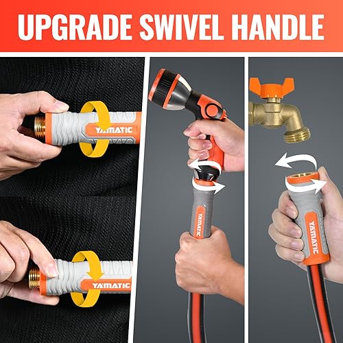 Miniatura 2 de YAMATIC Manguera de jardín de 100 pies con accesorio giratorio, manguera de agua ultra duradera, manguera regular de 5/8 pulgadas con conector de