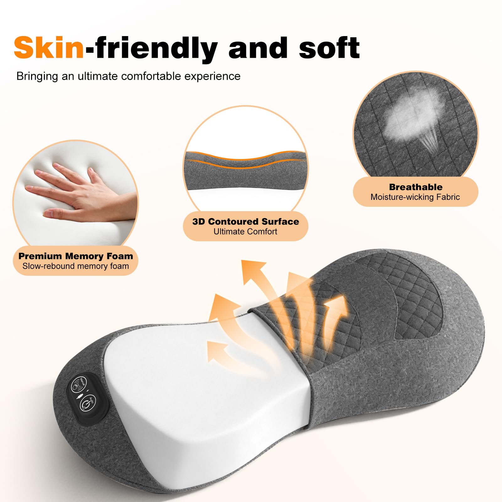 Massaggiatore lombare 3 in 1 senza fili, con calore, vibrazioni e trazione, sollievo da sciatica e dolore spinale, cuscino ergonomico di supporto lombare in memory foam per letto, sedia da ufficio