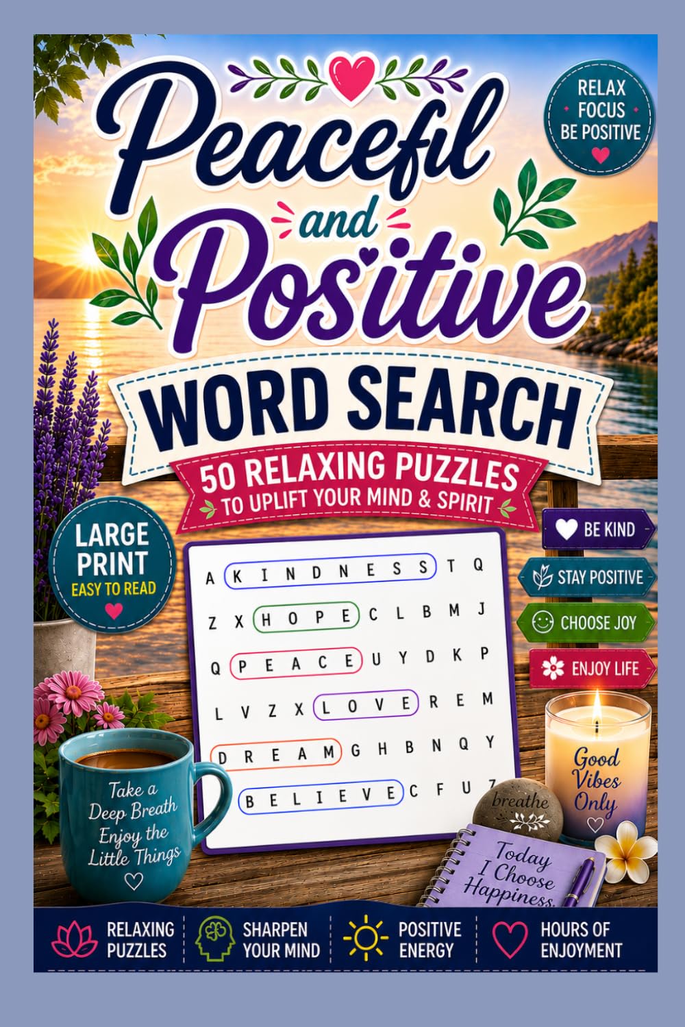 Peaceful and Positive Word Search: Stay Positive Choose Joy