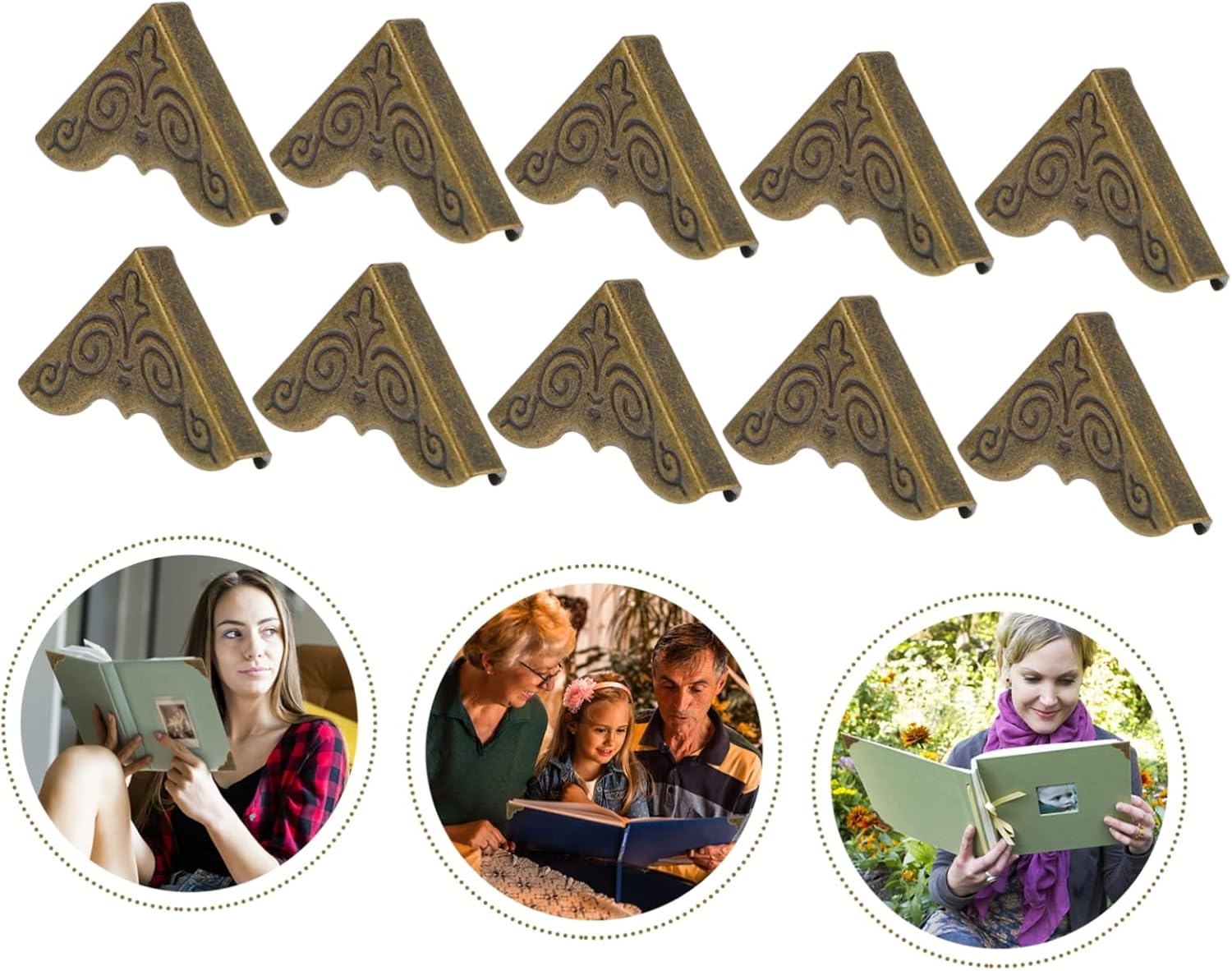 Uonlytech 50pcs Antique Style Book Corner Protectors for Scrapbooking Albums Photo Frames and Craft Projects Vintage Decorative Edge Covers