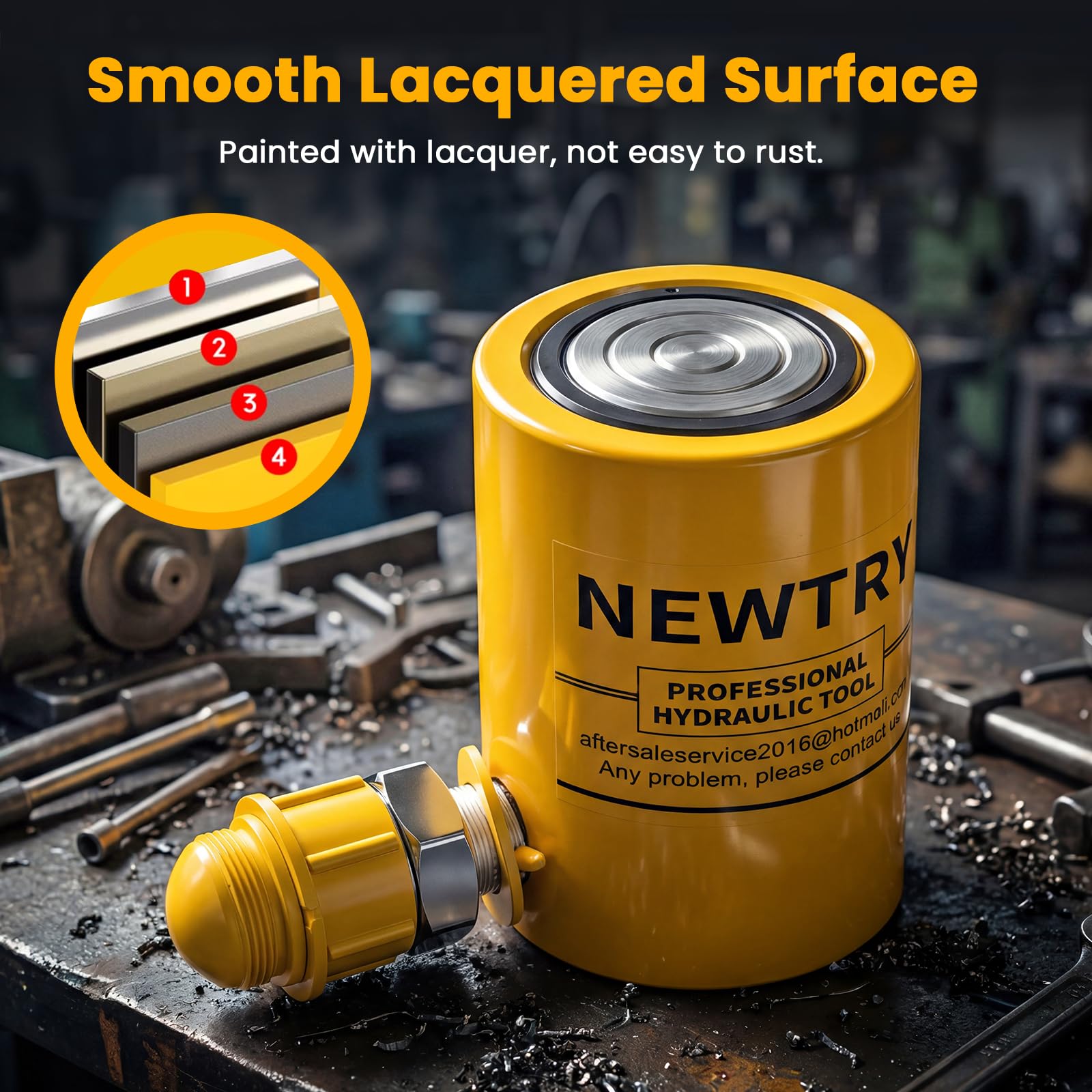 NEWTRY 10T Short Hydraulic Ram Jack, 2" Stroke Porta Power Ram Auto Retract — Amazon image 5